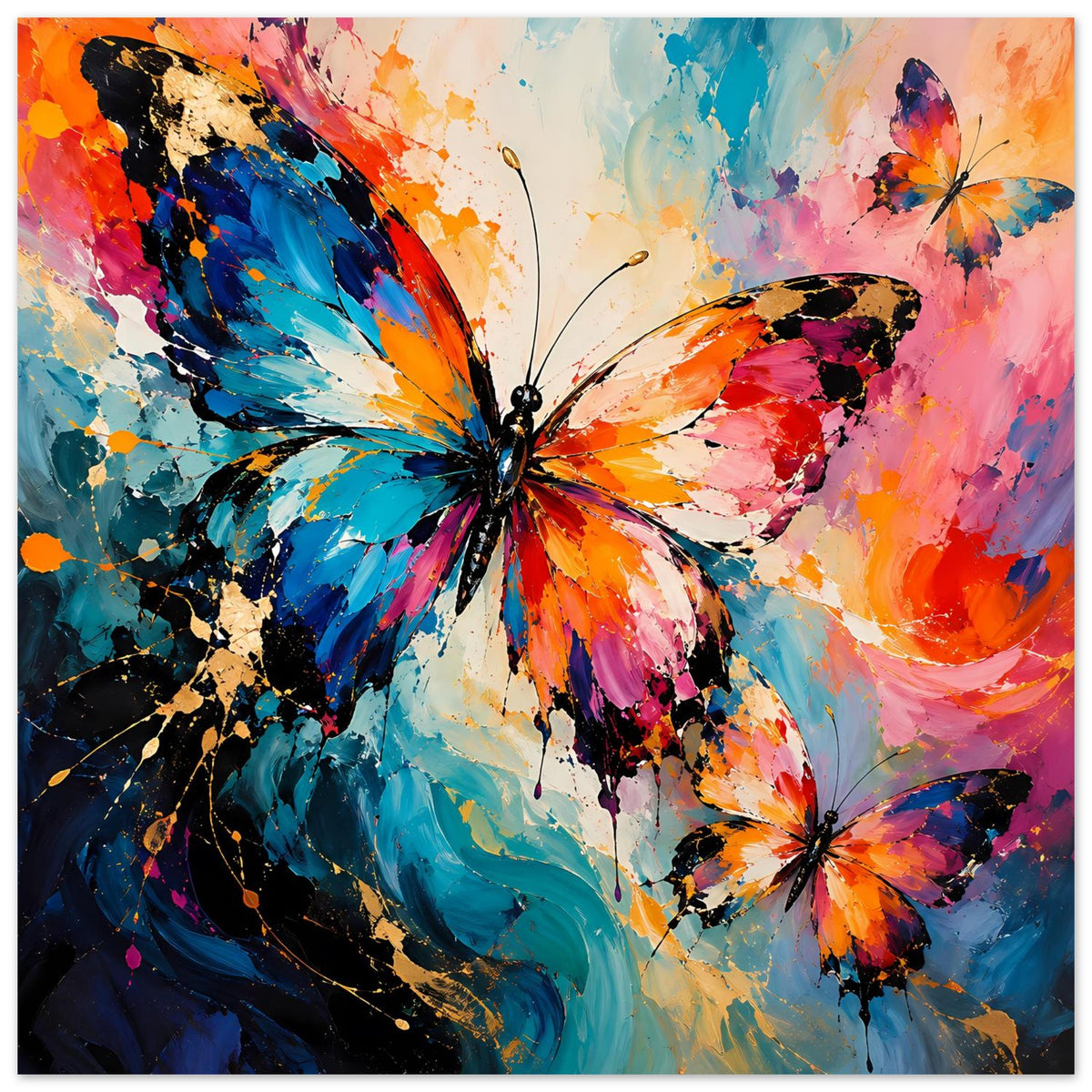 Schmetterlingsposter im Querformat mit großem Schmetterling und kleinem Schmetterling rechts