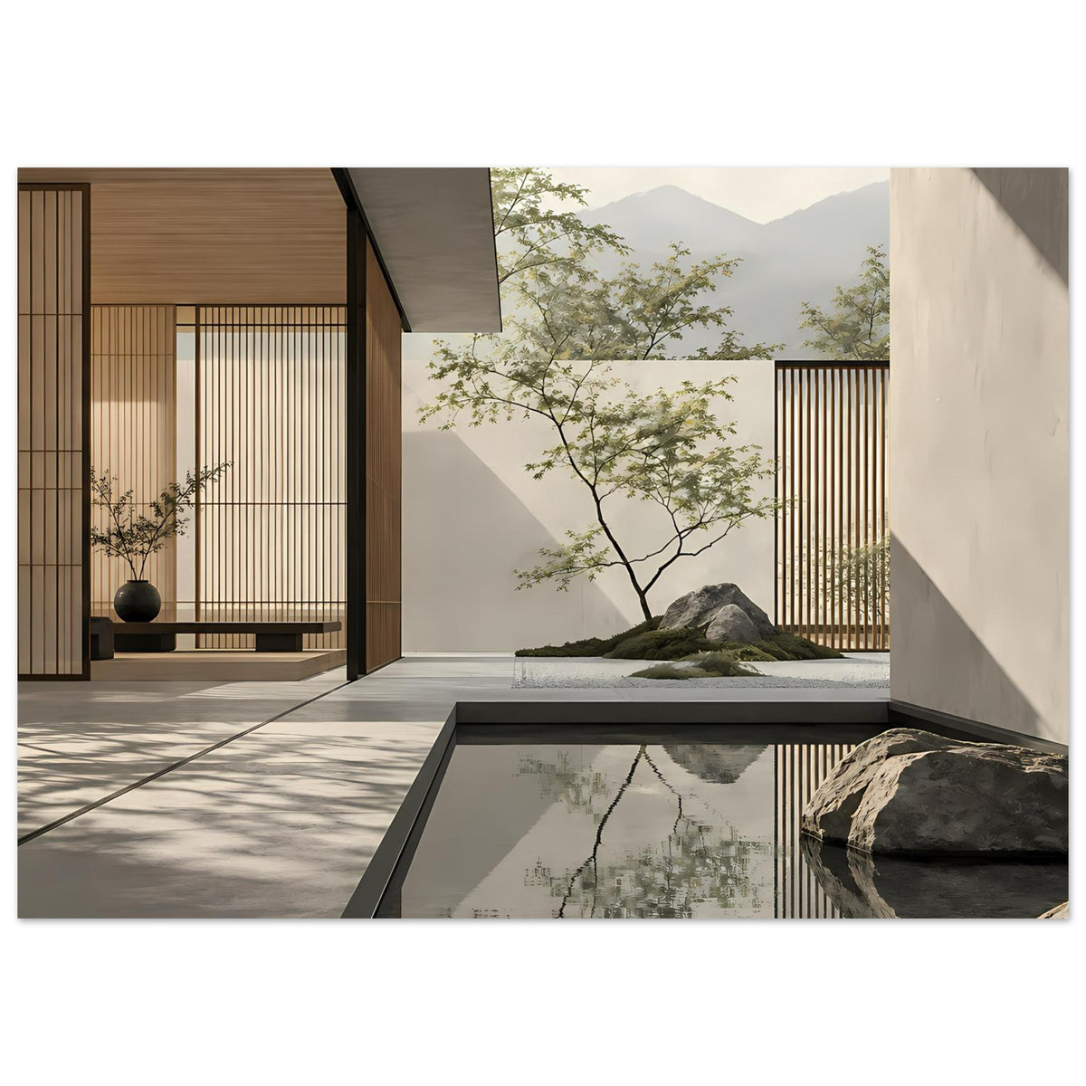 Ruhiges Zen-Poster für Wohnzimmer und Meditationsbereich