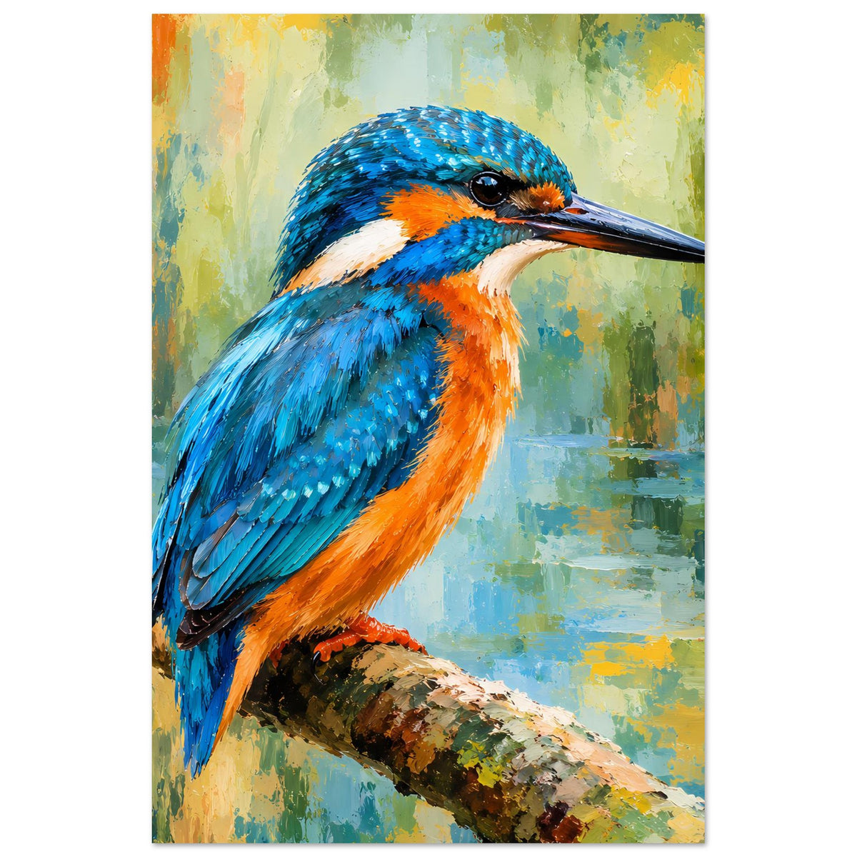 Poster mit Eisvogel auf mattem Premium-Papier, hochformat, angeschnittener Kopf