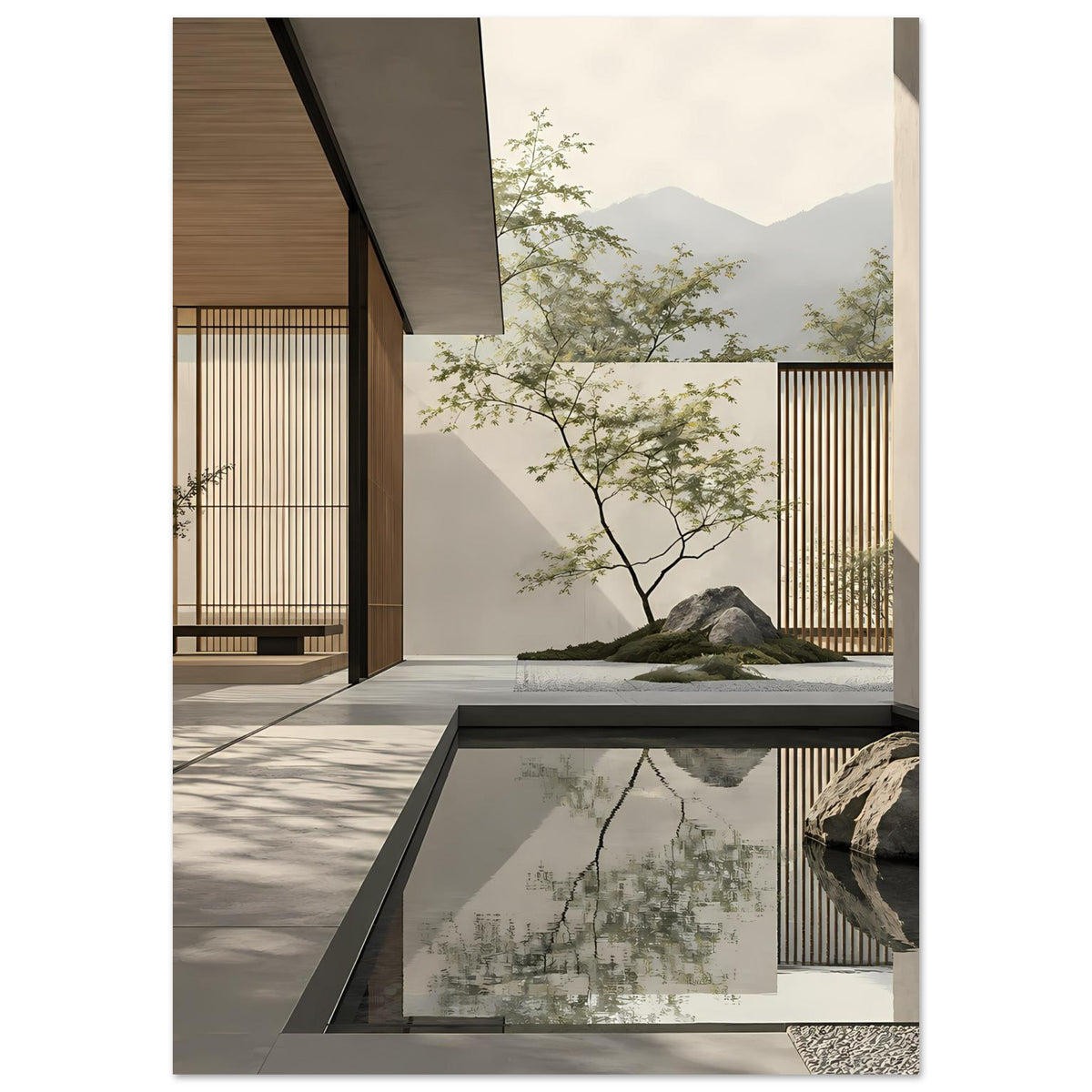 Zen-inspiriertes Kunstposter mit ruhiger minimalistischer Gestaltung