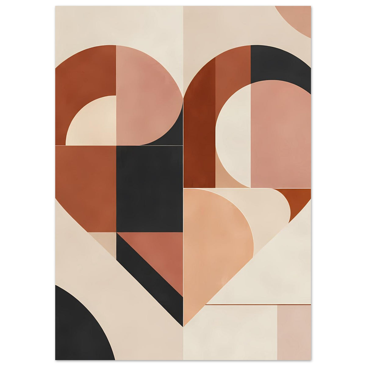 Poster: abstraktes Herzdetail aus Terrakotta-, Rosa- und schwarzen Flächen