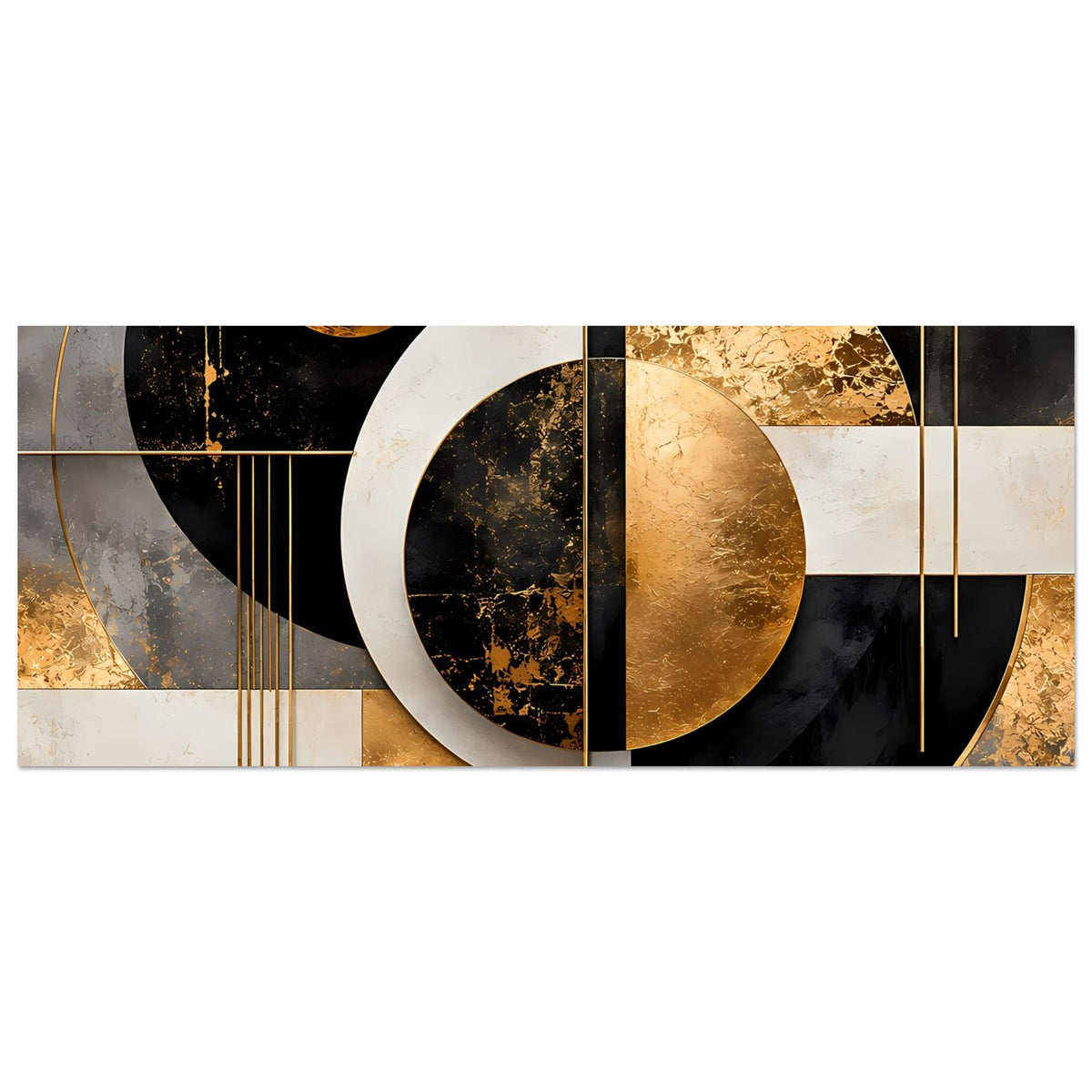 Panorama-Poster (Querformat) mit goldenen Bögen, Schwarz und cremefarbenen Streifen