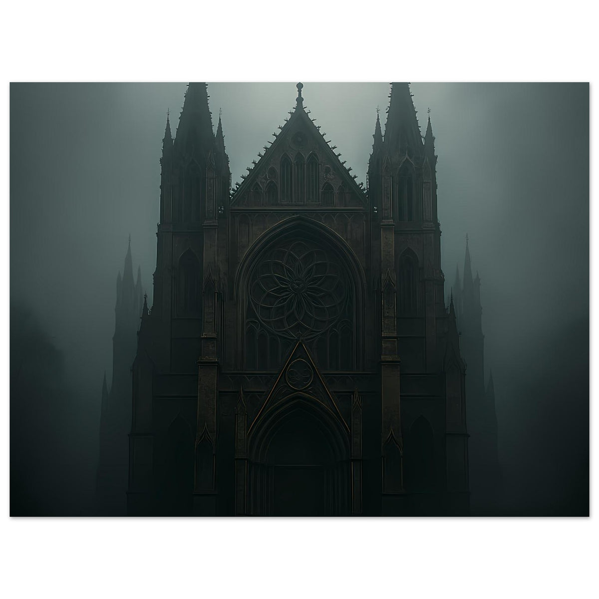 Gotisches Kathedralen-Poster, nahes Motiv der Kathedrale mit rosettenförmigem Fenster