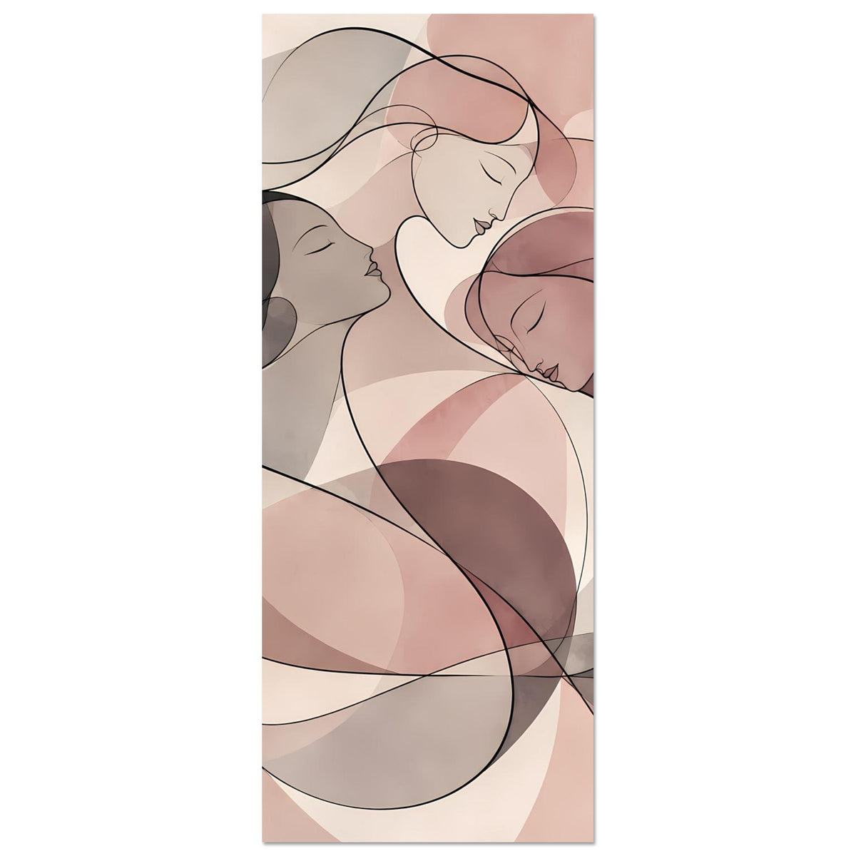 Abstraktes Poster mit drei Frauen in Rosé und Creme, vertikal