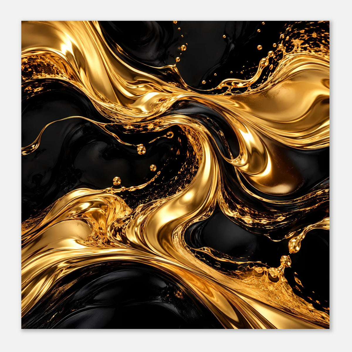 Luxusposter: goldene Marmor-Schlieren mit glitzernden Punkten auf tiefem Schwarz