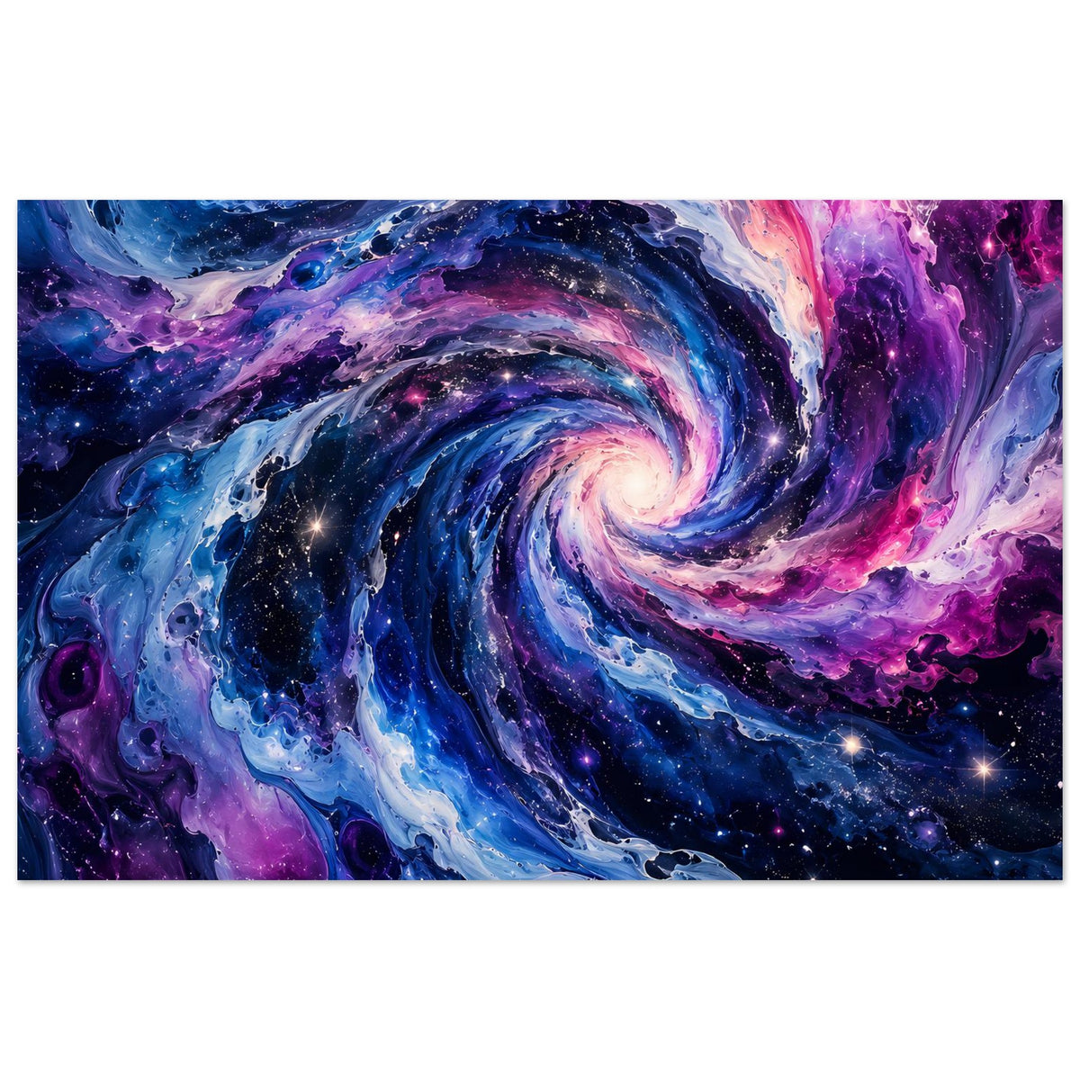 Wandposter mit galaktischem Wirbel aus Blau, Lila und Sternen, Panorama