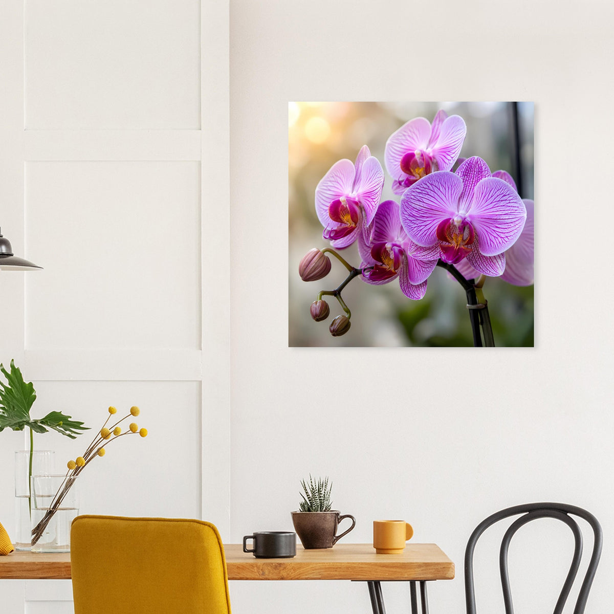 Orchideen-Blumenposter mit violetten Orchideenblüten im Nahblick