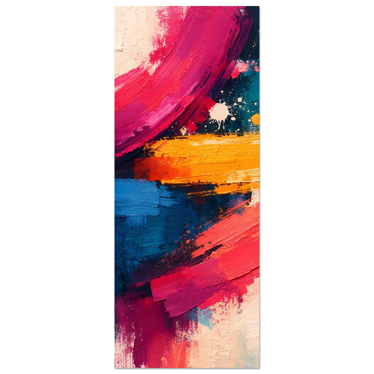 Abstraktes Poster mit Pinselstrichen in kräftigen Farben, Hochformat