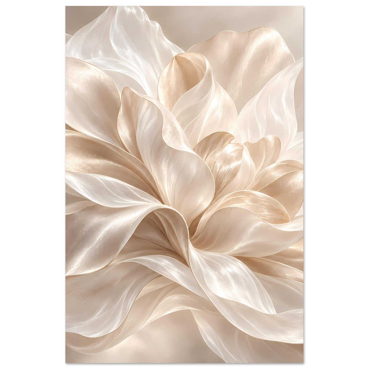 Poster in Creme mit abstrakten floralen Blütenblättern, vertikal
