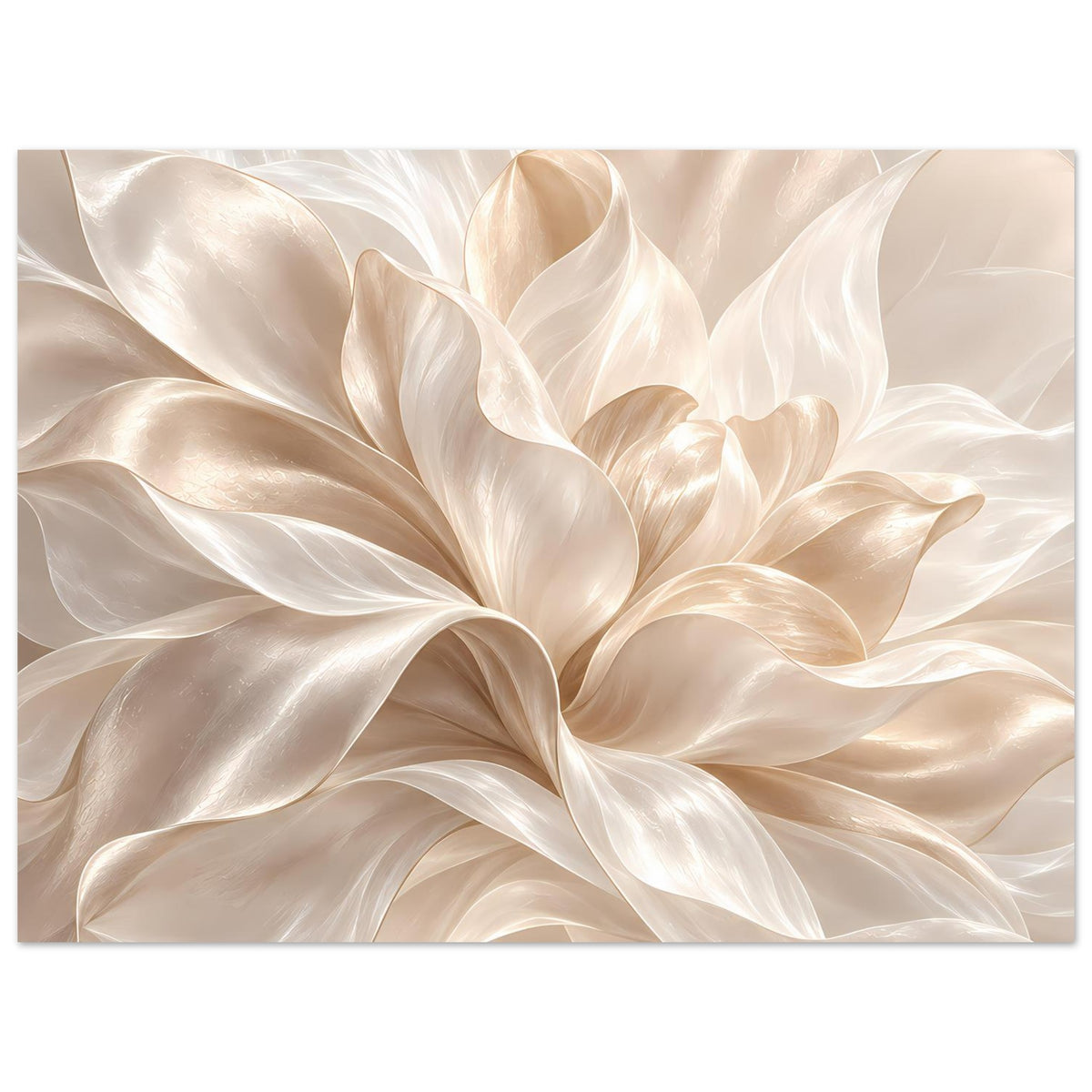 Cremefarbener Blumenposter auf mattem Papier, horizontales Blumenmotiv