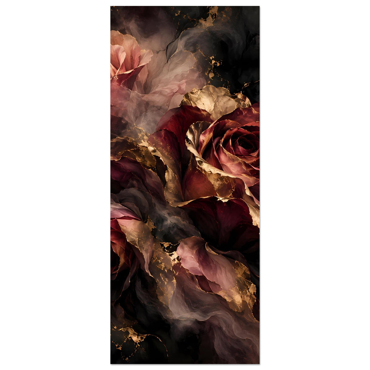 Hochkant-Poster mit Rosenmotiv und goldenen Akzenten