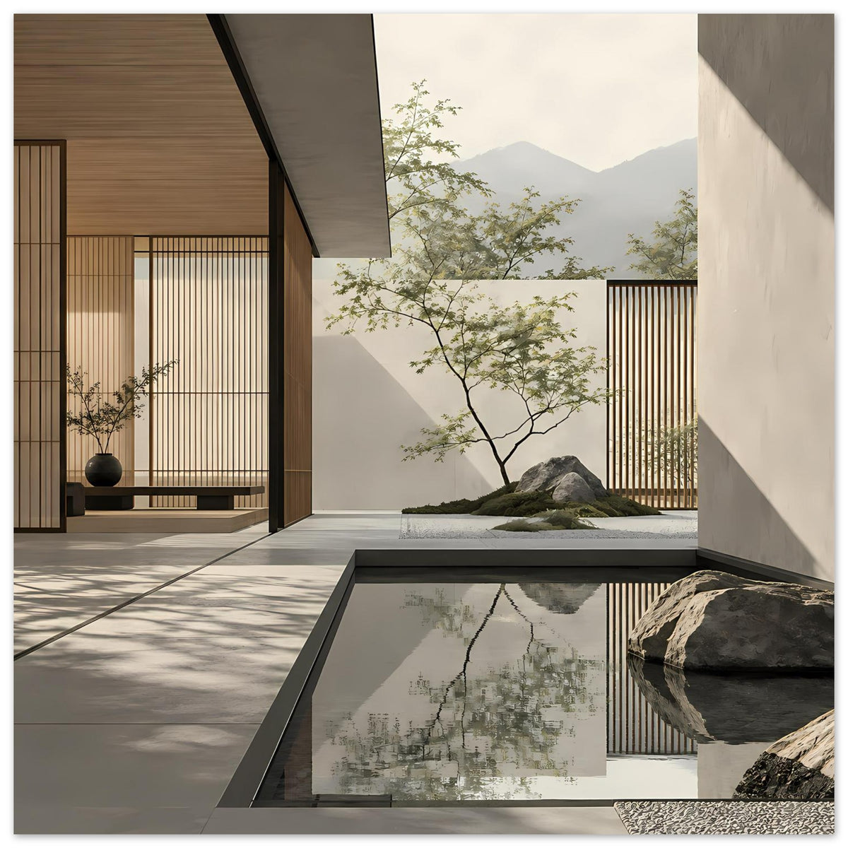 Modernes abstraktes Zen-Motiv mit harmonischer Formensprache
