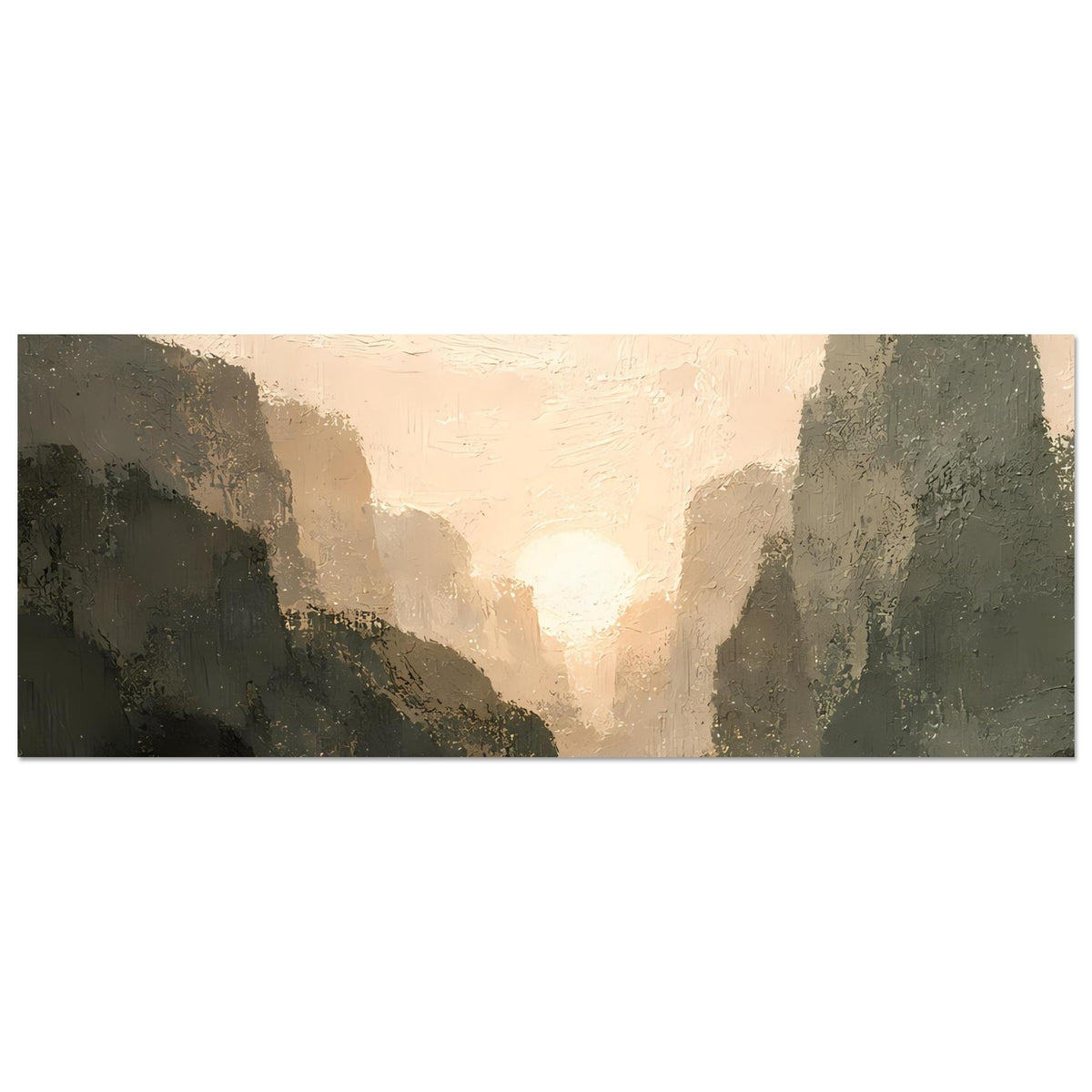 Panorama-Poster: Sonnenuntergang zwischen zwei Felswänden, schmaler Pfad im Vordergrund