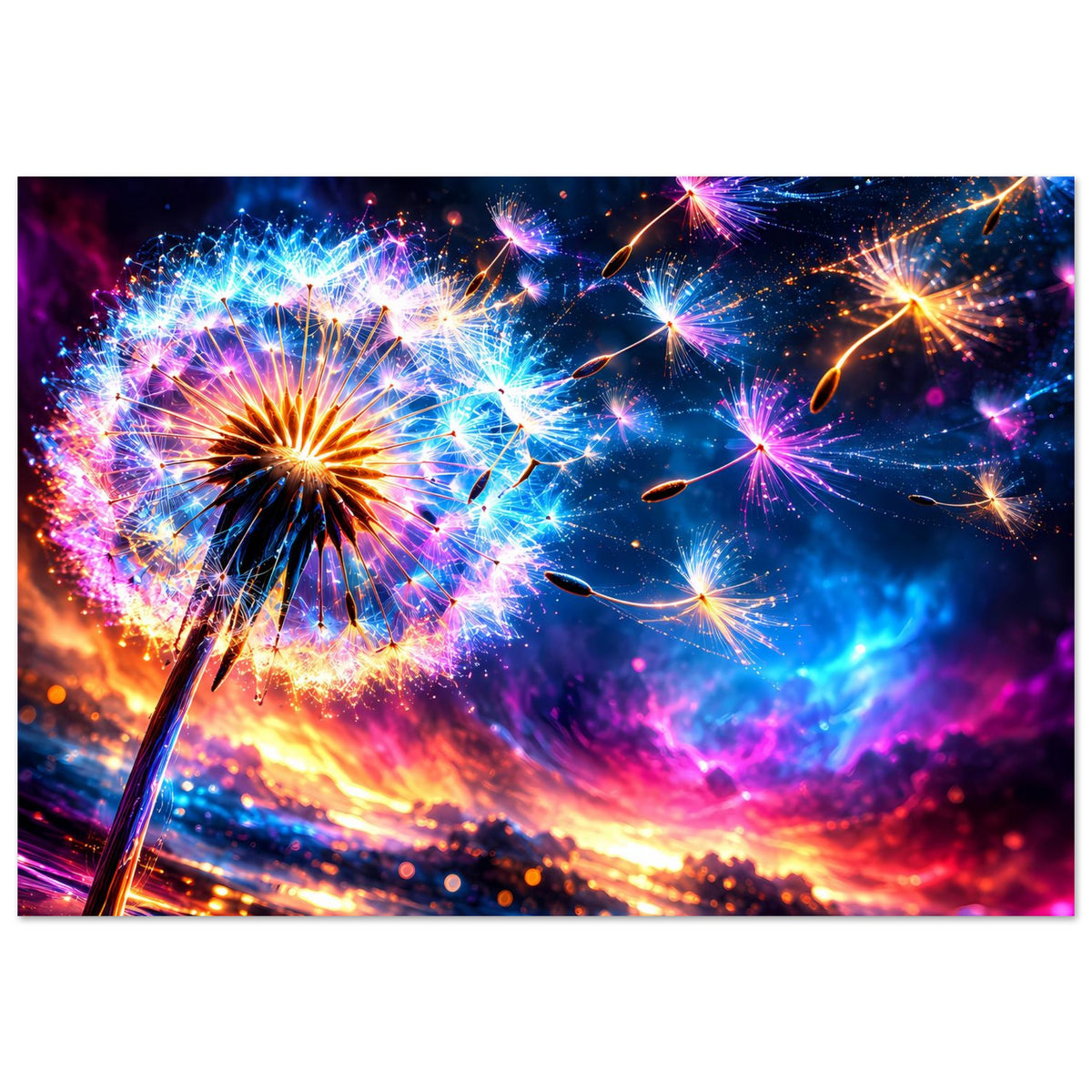 Poster mit Feuerwerk-Motiv, farbige Sternspritzer und glühende Leitlinien