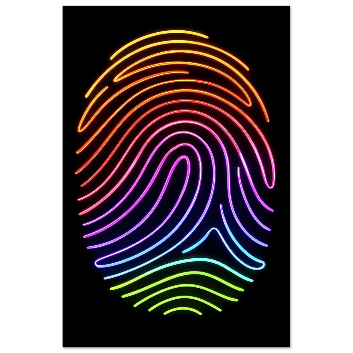 Poster mit Neon-Fingerabdruck in Regenbogenfarben, Hochformat