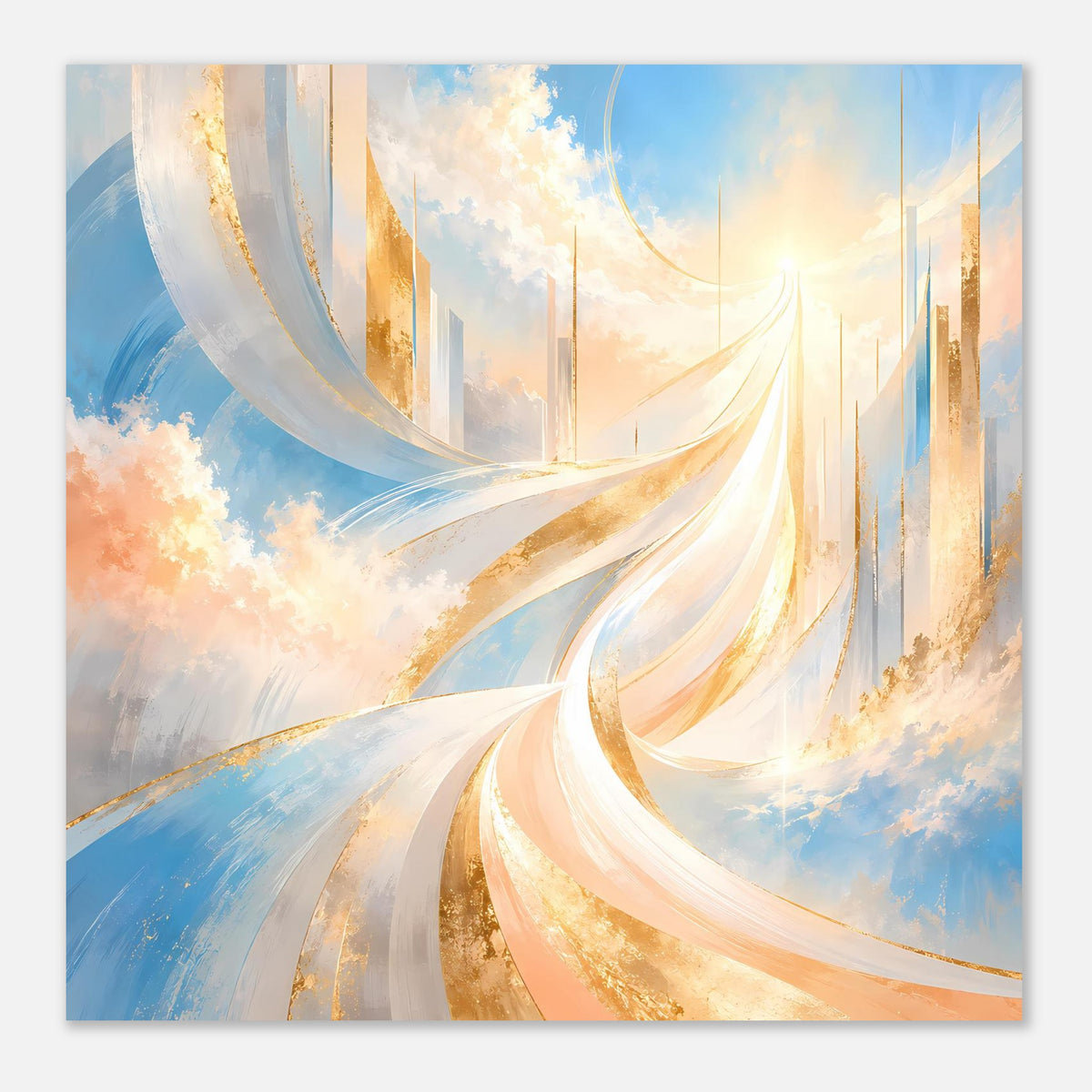 Abstraktes Poster mit goldenen Highlights und blauen Farbverläufen, horizontal