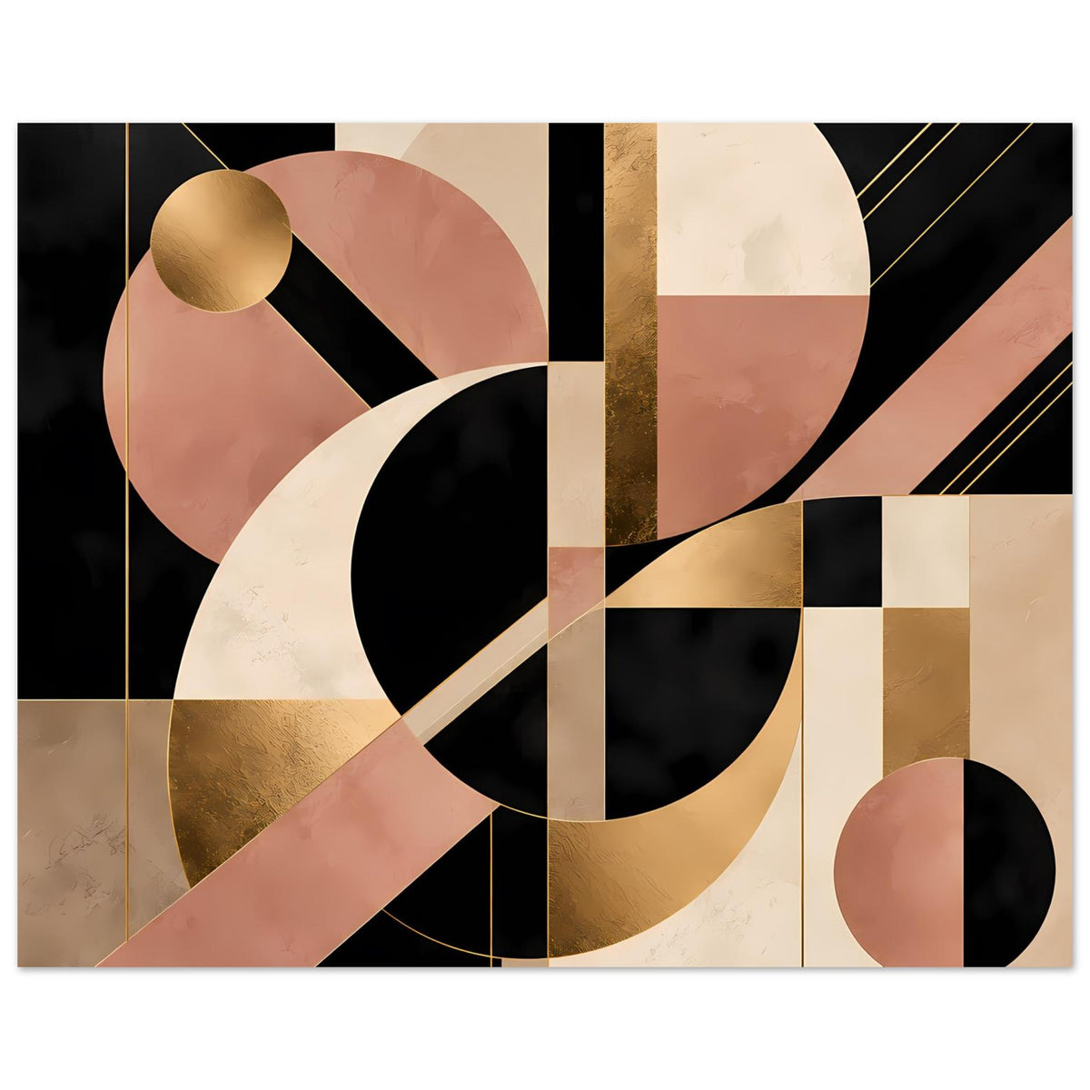 Art-Déco-Poster mit Schwarz, Rosé und Gold, geometrisches Muster