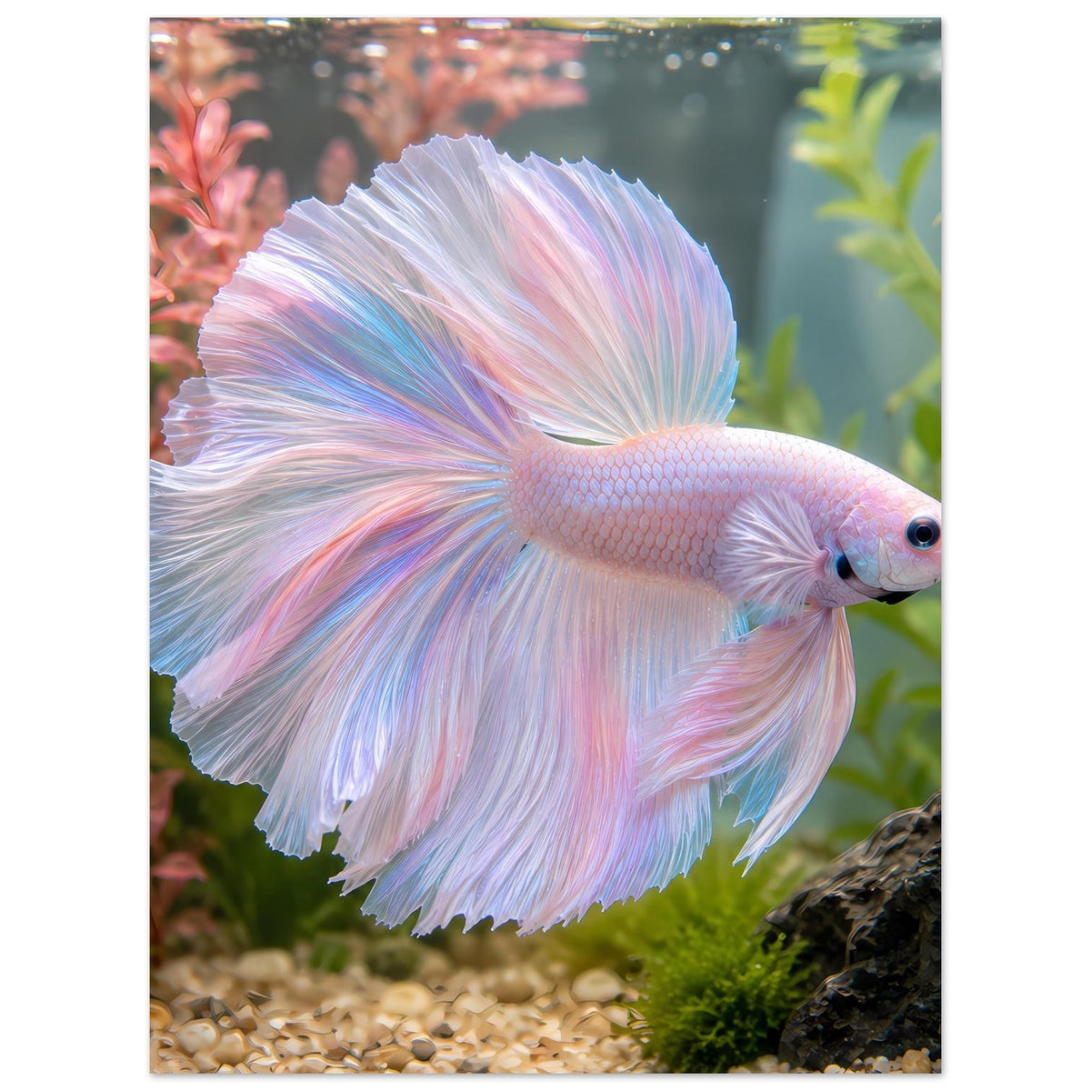 Betta-Fischposter mit rosa-blauer Färbung, auf mattem Premiumpapier.