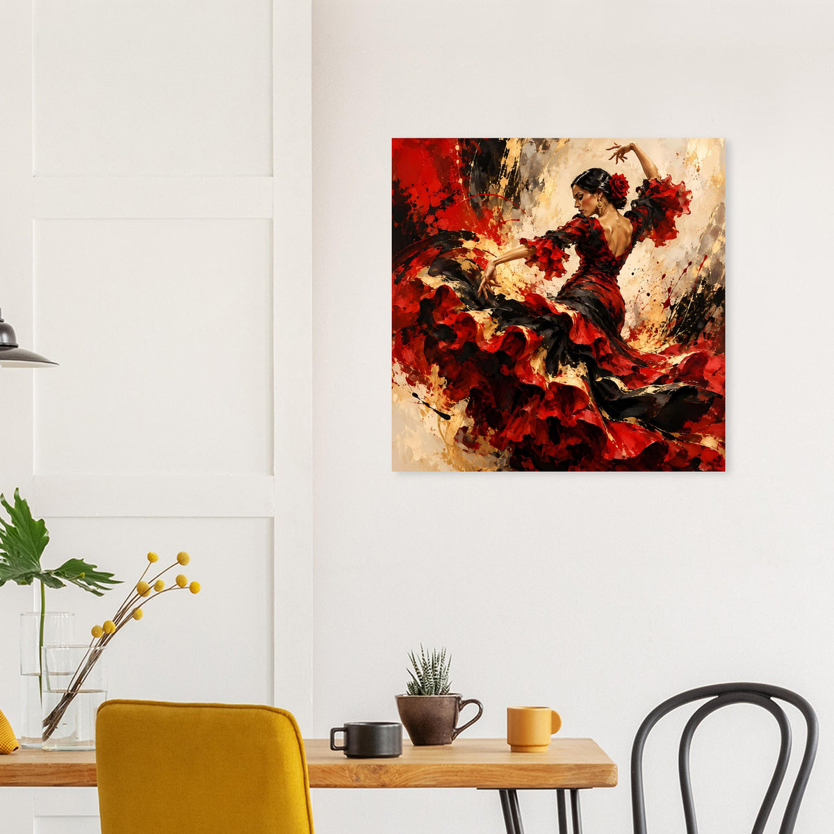Flamenco-Tänzerin-Poster in kräftigen Rot- und Schwarztönen