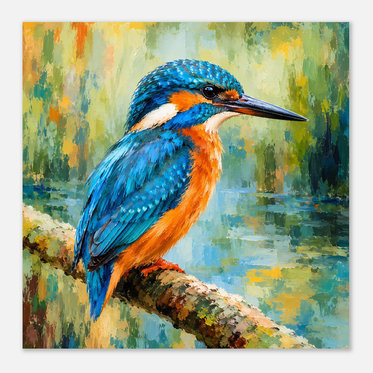 Vibrant Kingfisher Poster auf mattem Papier mit blau-orangefarbenem Vogel im Porträtlook