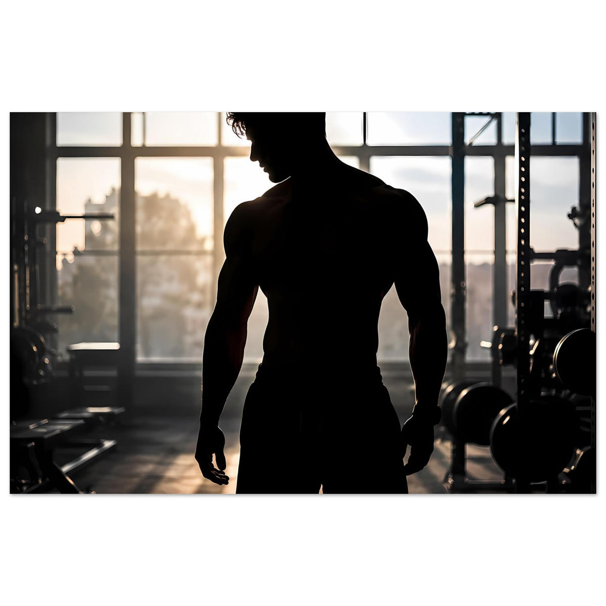 Fitness-Poster mit schwarzer Silhouette eines Mannes in Sportpose