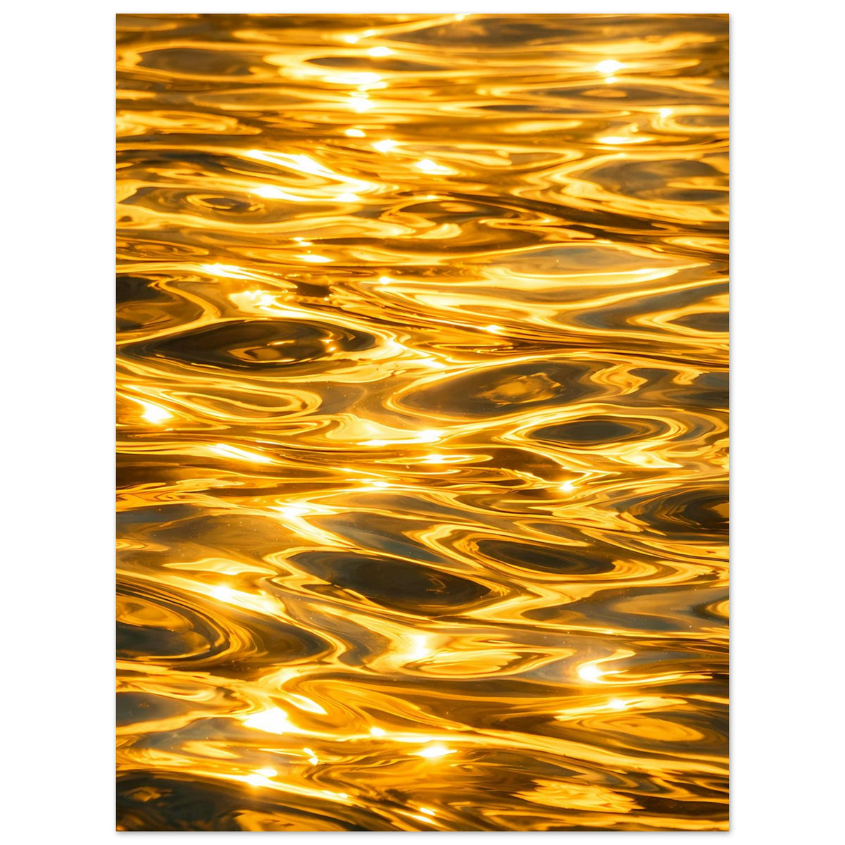 Hochkant-Abstraktposter mit goldenen Wellenlinien und dunklen Akzenten, matt