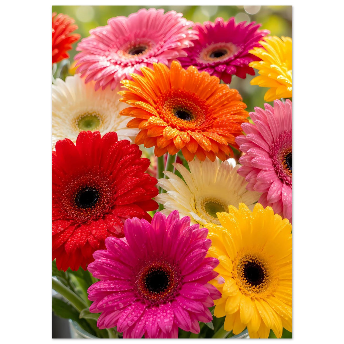 Gerbera-Blütenstrauß mit pinken, orangefarbenen, roten und gelben Blüten