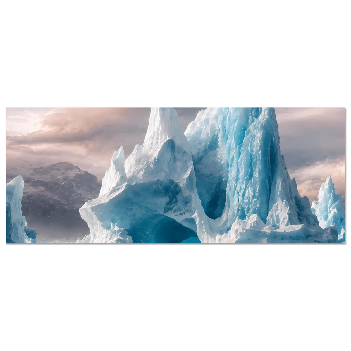 Eisberg-Poster, horizontales Motiv mit blauem Eis und Wasserreflexion