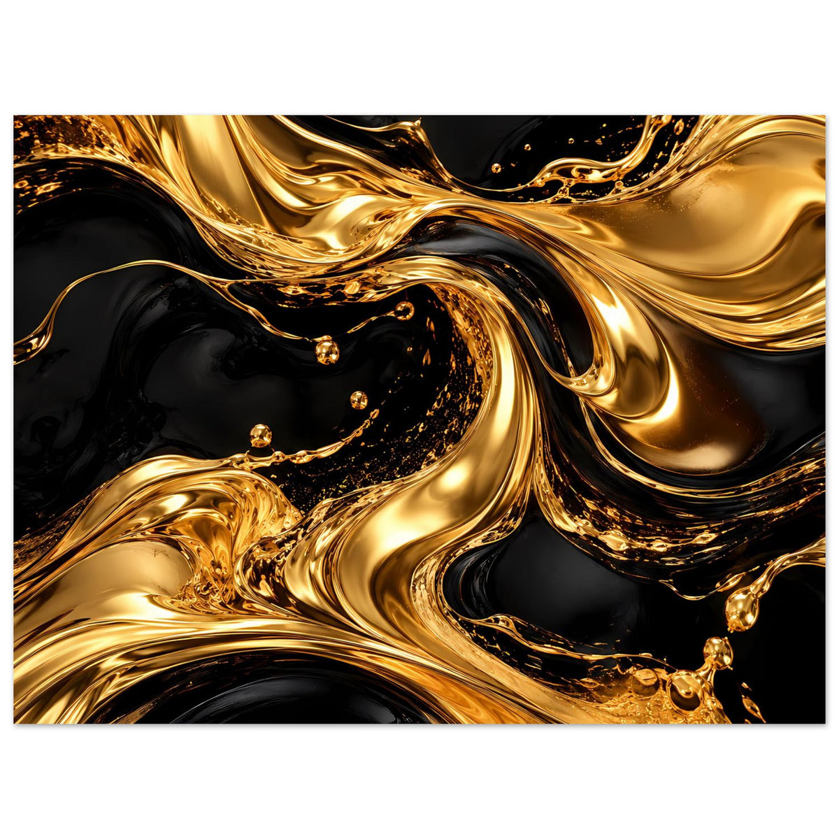 Abstraktes Luxusposter mit goldenen Curlings und dunklen Bereichen
