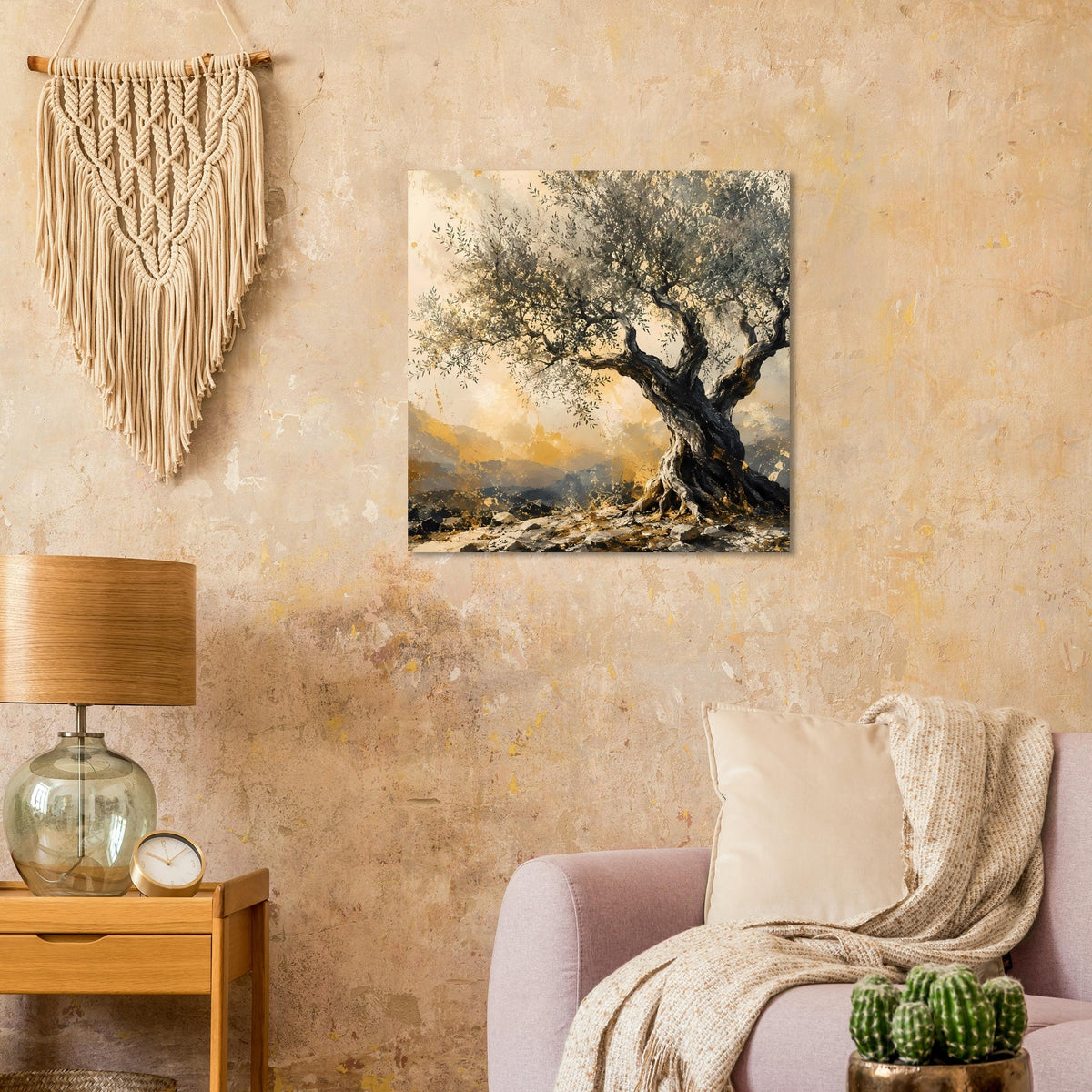 Poster mit Olivenbaum im mediterranen Licht, quadratisch