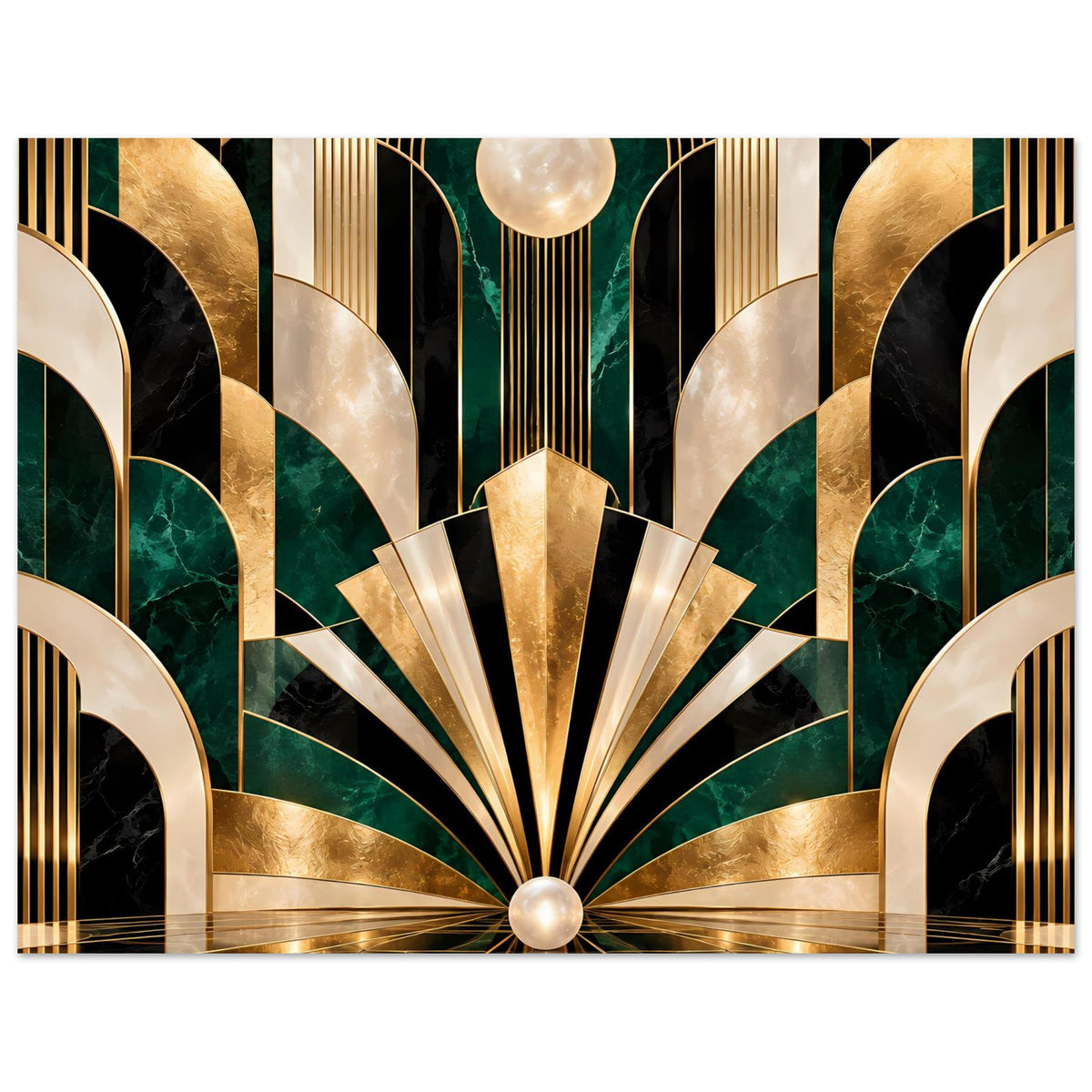 Art-Déco-Poster mit Gold- und Smaragdmotiv, horizontal