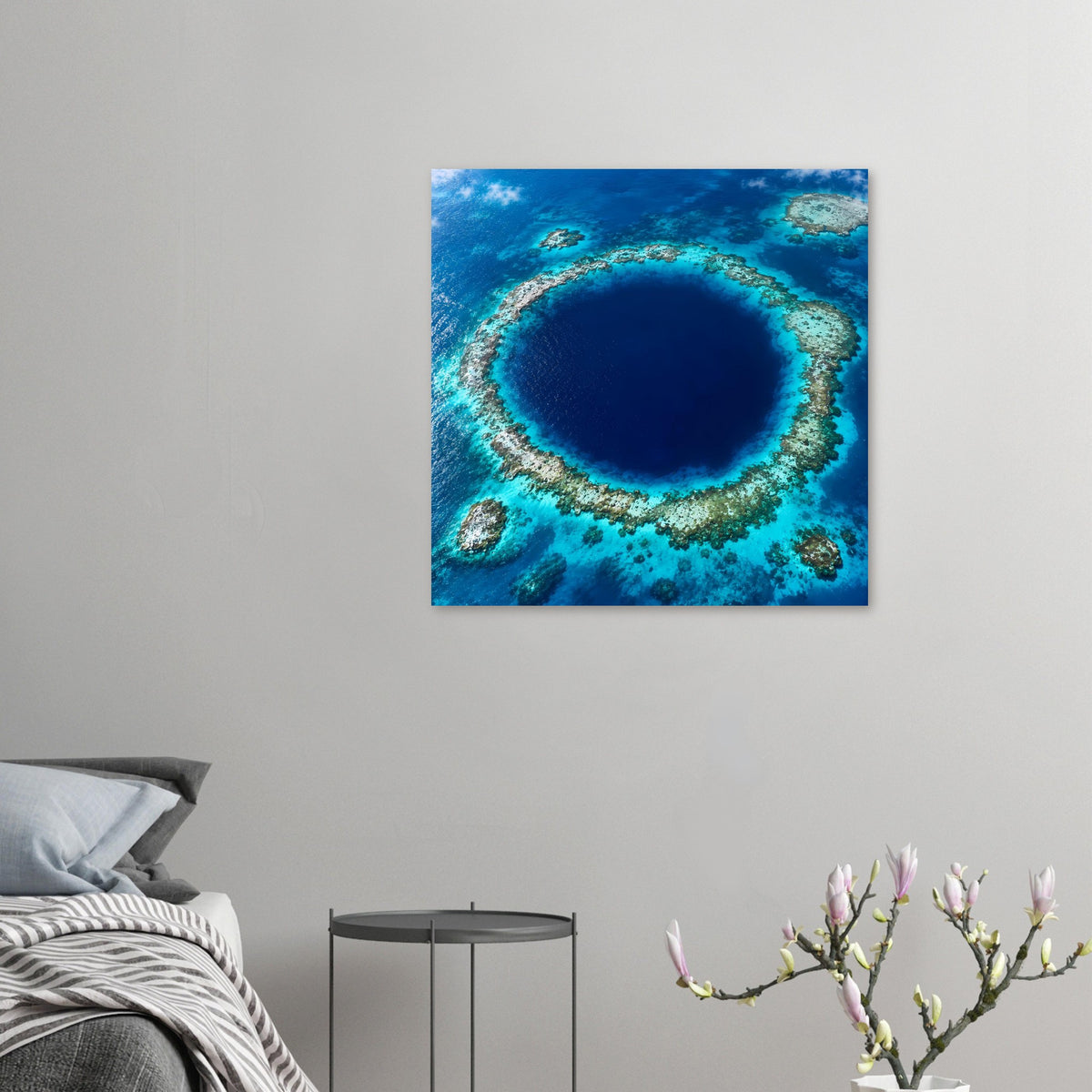Kleines Poster: Unterwasser-Ziel mit dunkelblauer Lagune und Korallenrand