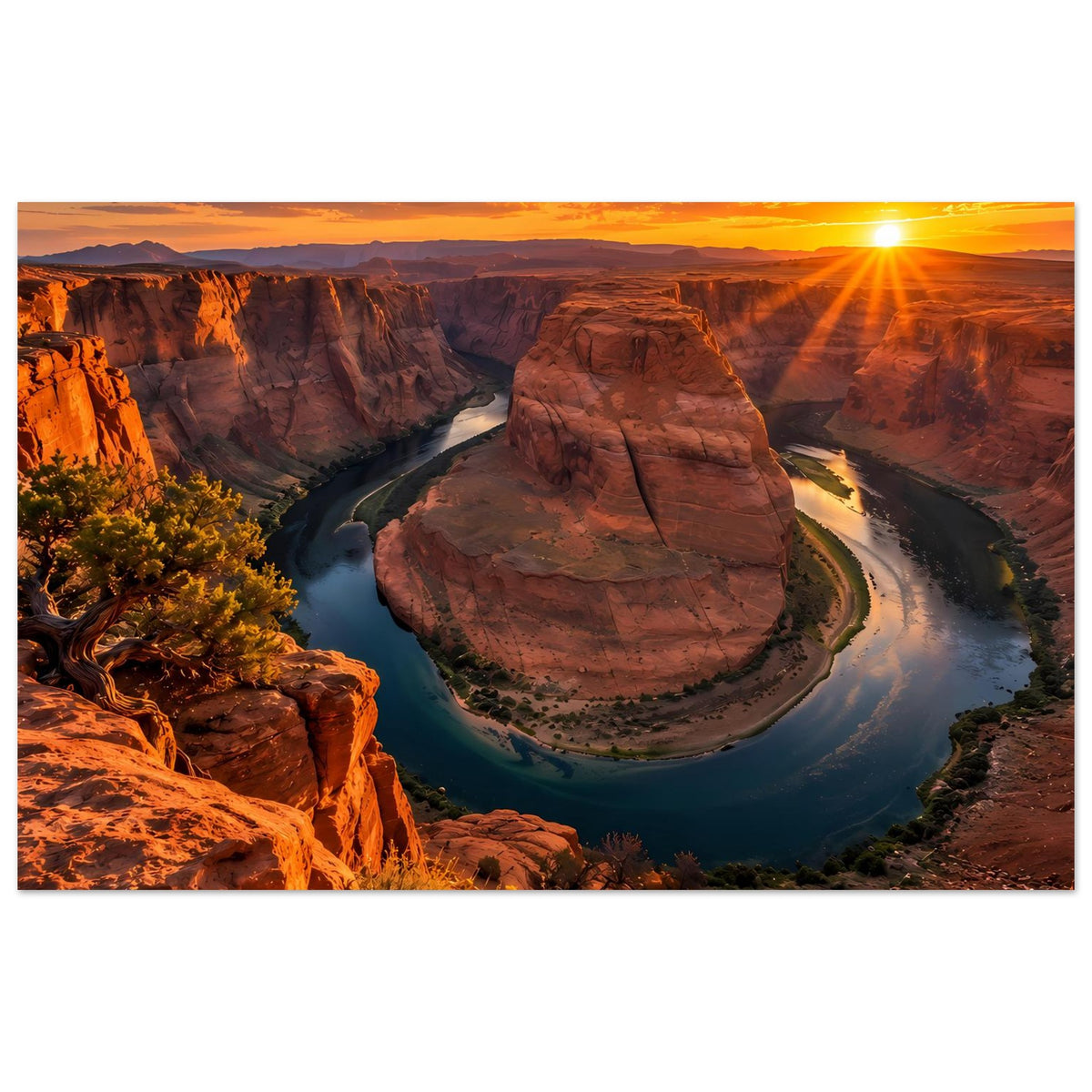 Horizontales Poster mit Canyonlandschaft und Flussschlinge beim Sonnenuntergang