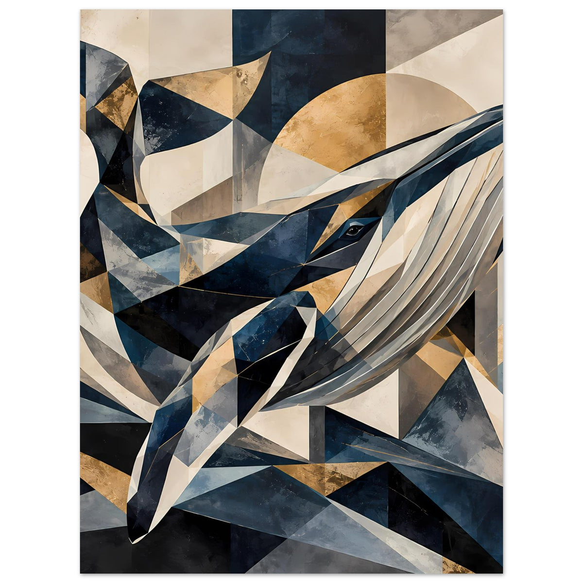 Geometrisches Wal-Artwork als Poster, vertikales Walporträt mit geometrischen Formen