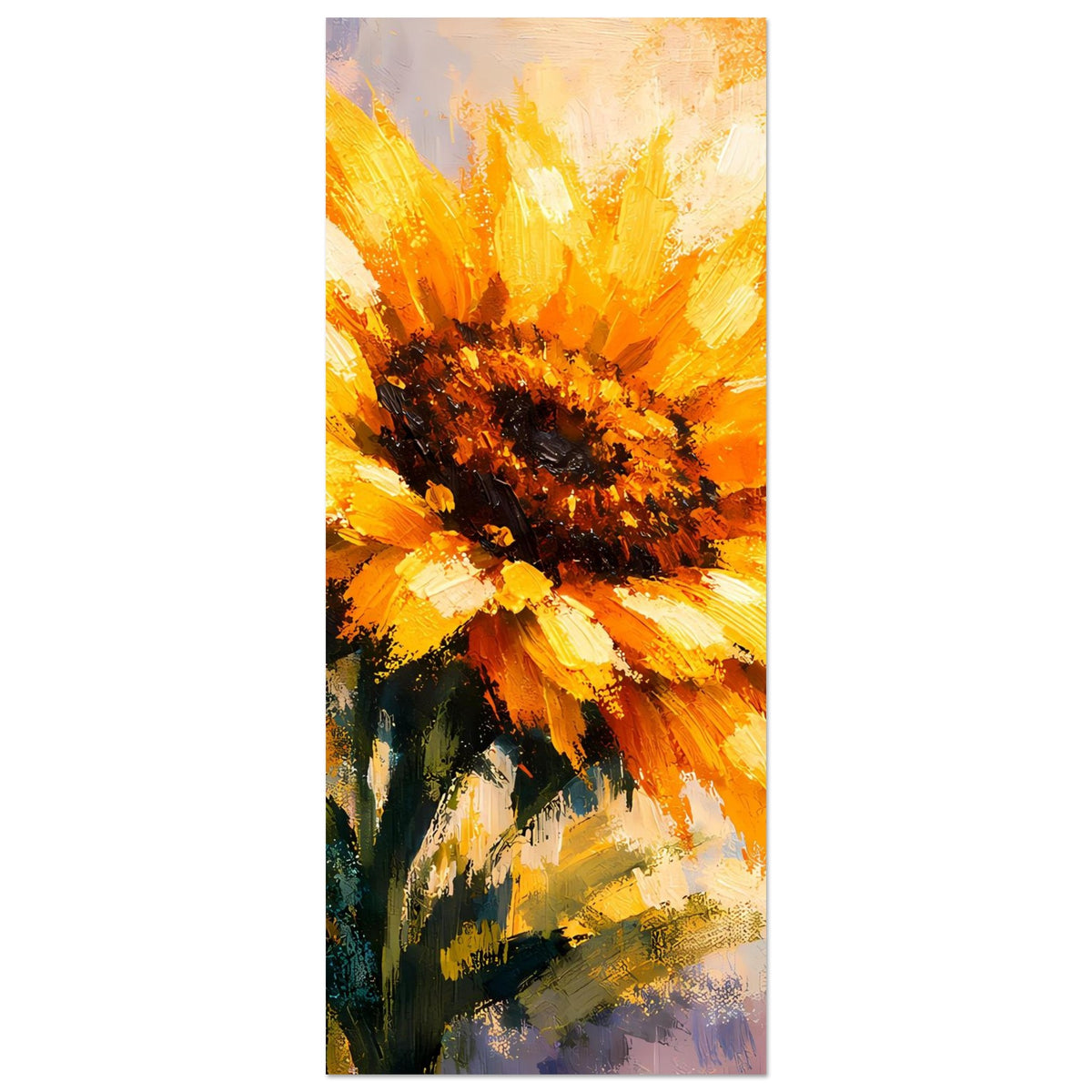 Sonnenblumen-Poster schmal zugeschnitten, gelbe Blüten und dunkler Kern, hochkant