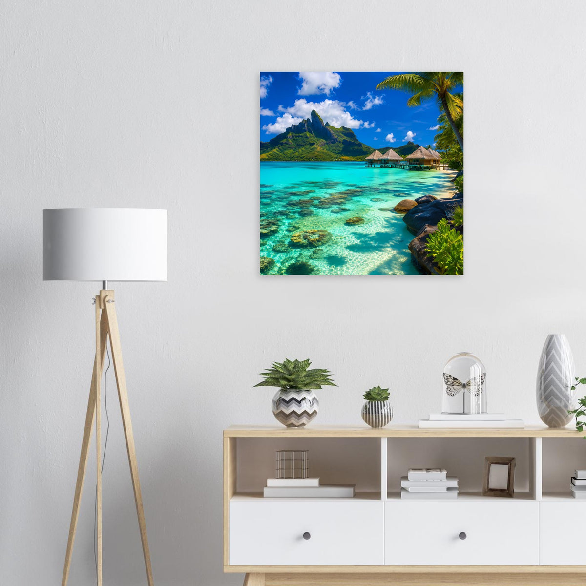 Gerahmtes Beach-Poster mit tropischer Küste und türkisfarbenem Wasser