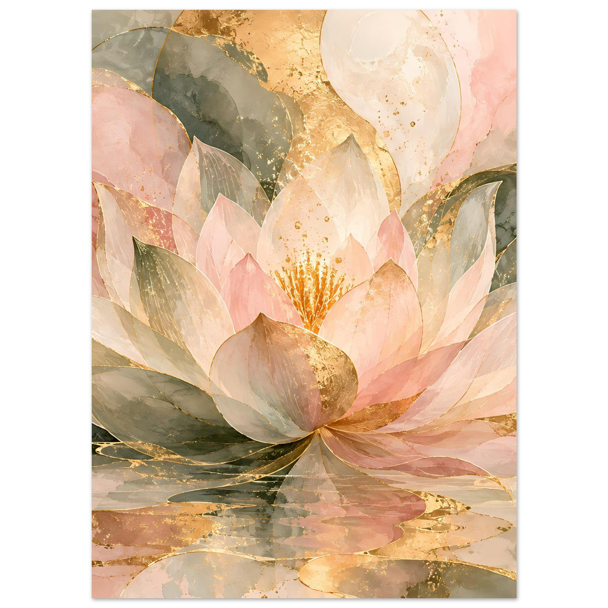 Zen-Poster mit Lotusblüte in Rosé und Gold