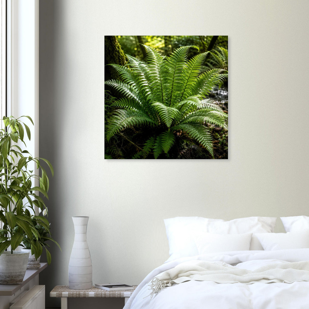 Botanisches Naturposter: grüne Farnwedel in dichter Wuchsform