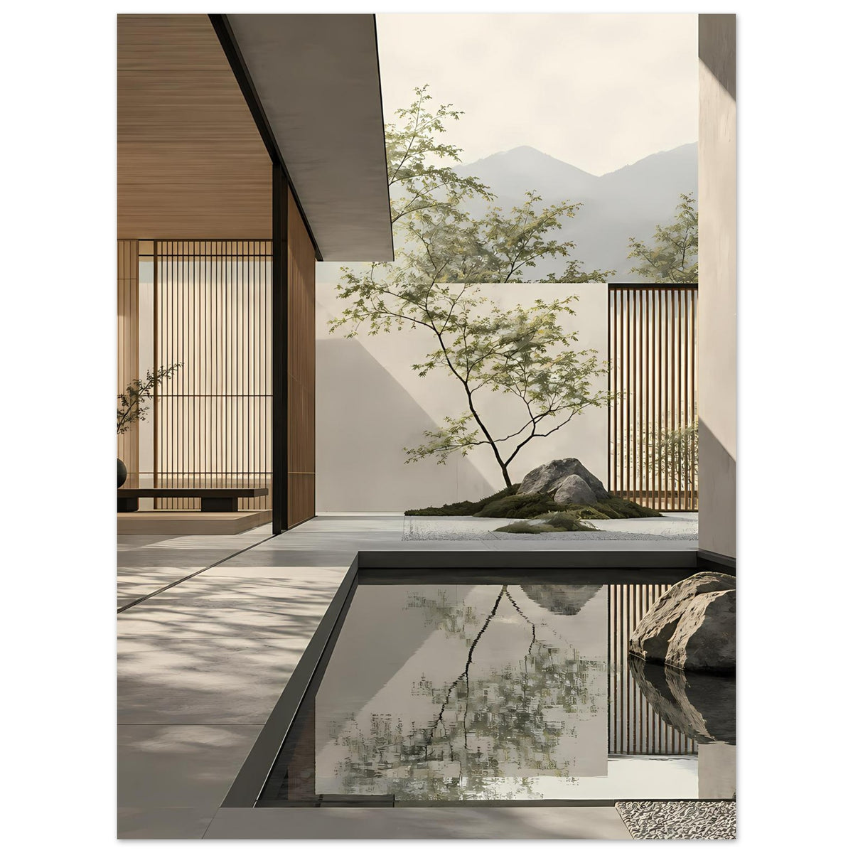 Ruhiges Zen-Poster für Wohnzimmer und Meditationsbereich