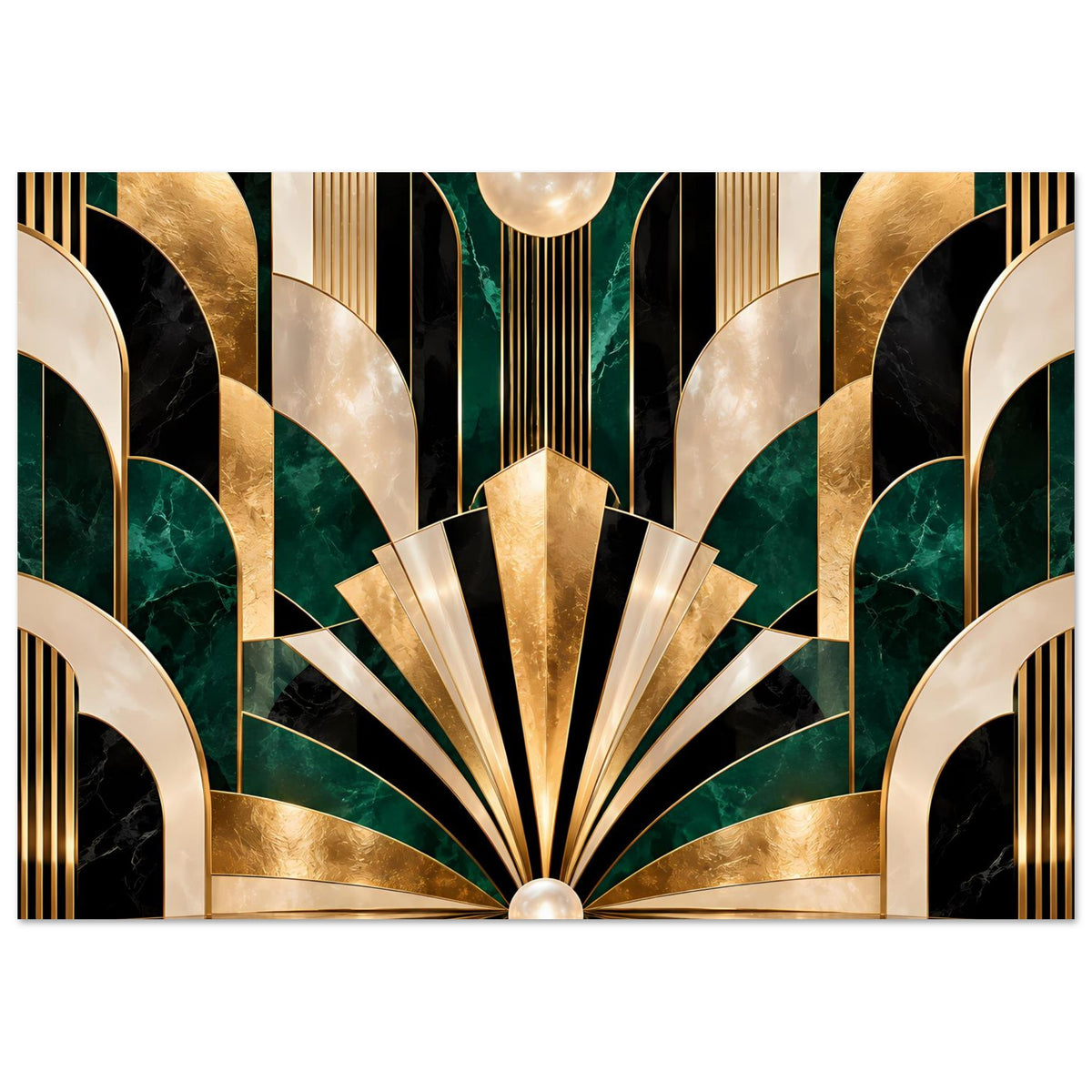 Art-Déco-Poster mit Gold- und Smaragdmotiv, horizontal