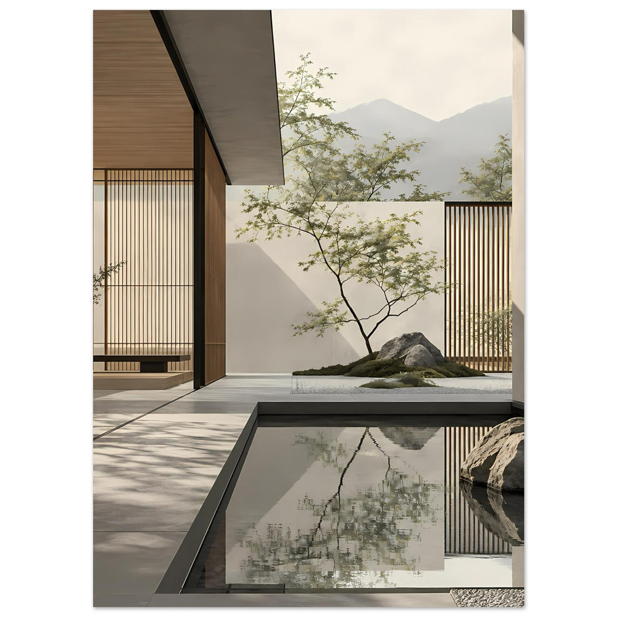 Zen-inspiriertes Kunstposter mit ruhiger minimalistischer Gestaltung