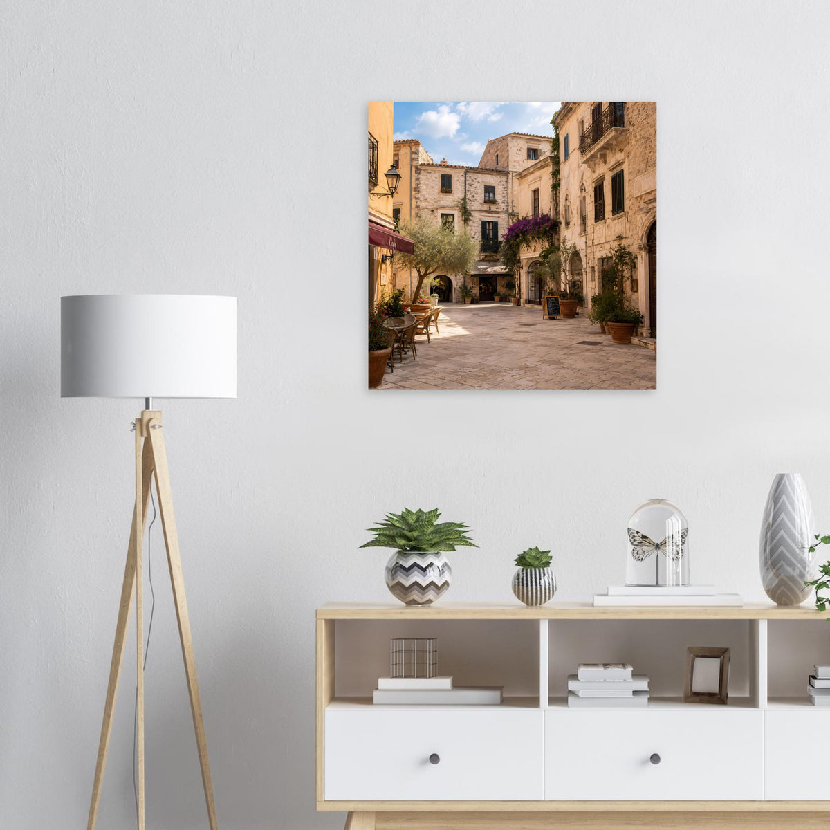 Poster mit mediterraner Gasse und Steinhäusern