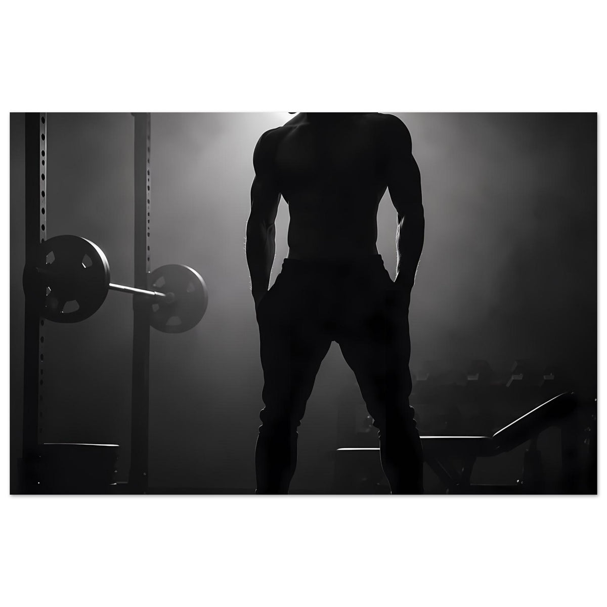 Fitness-Artprint, horizontales Motiv: Silhouette eines Trainierenden im Ganzkörperbild