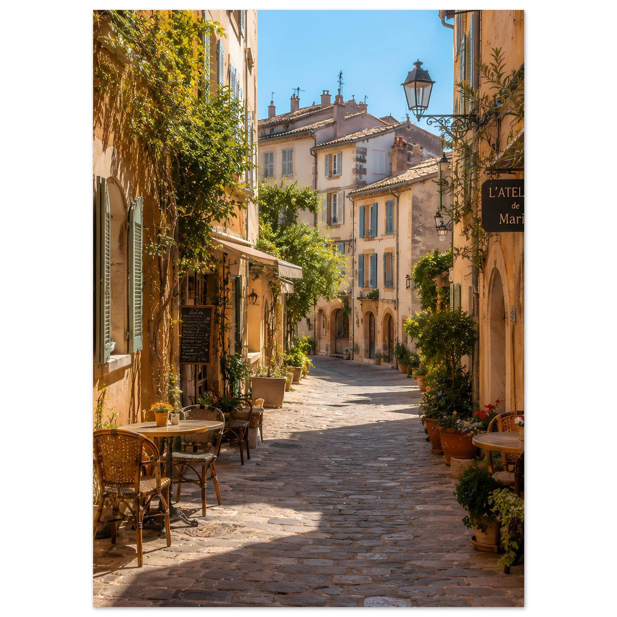 Poster mit mediterraner Altstadtgasse