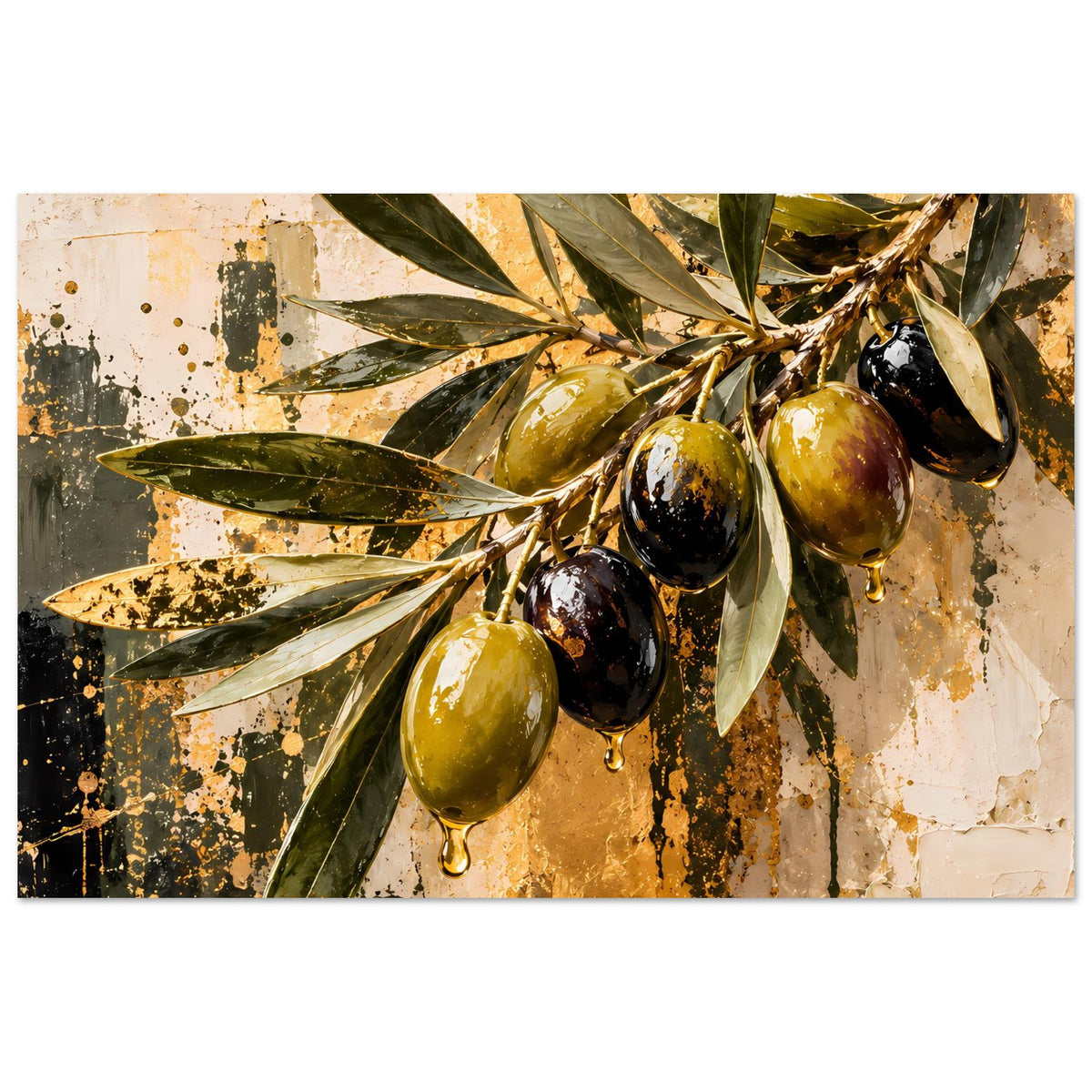 Poster mit Olive-Branch-Motiv, horizontale Aufnahme, schwarze Randumrahmung