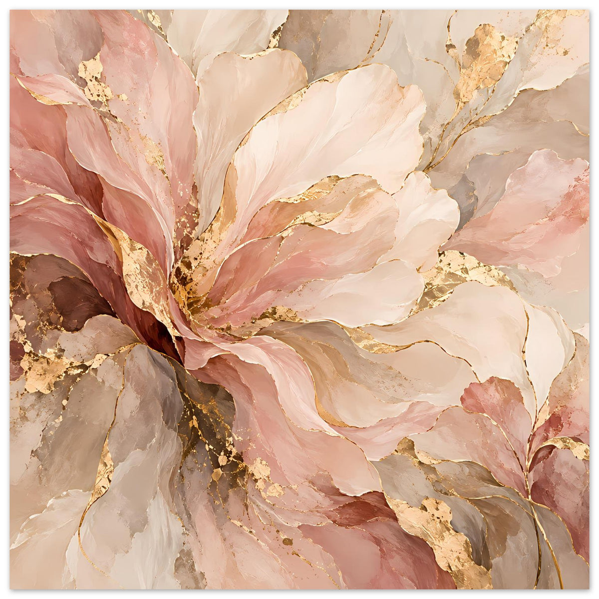 Rosa-goldenes Blumenposter auf mattem Premiumpapier