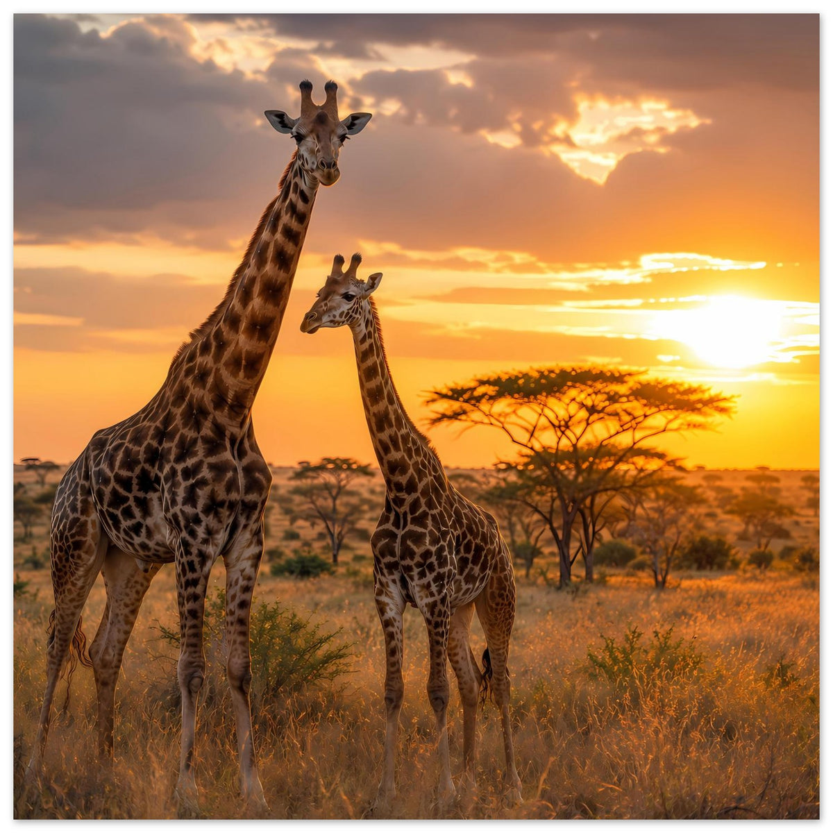 Nahaufnahme-Poster mit braun gemusterten Giraffen im Safari-Look