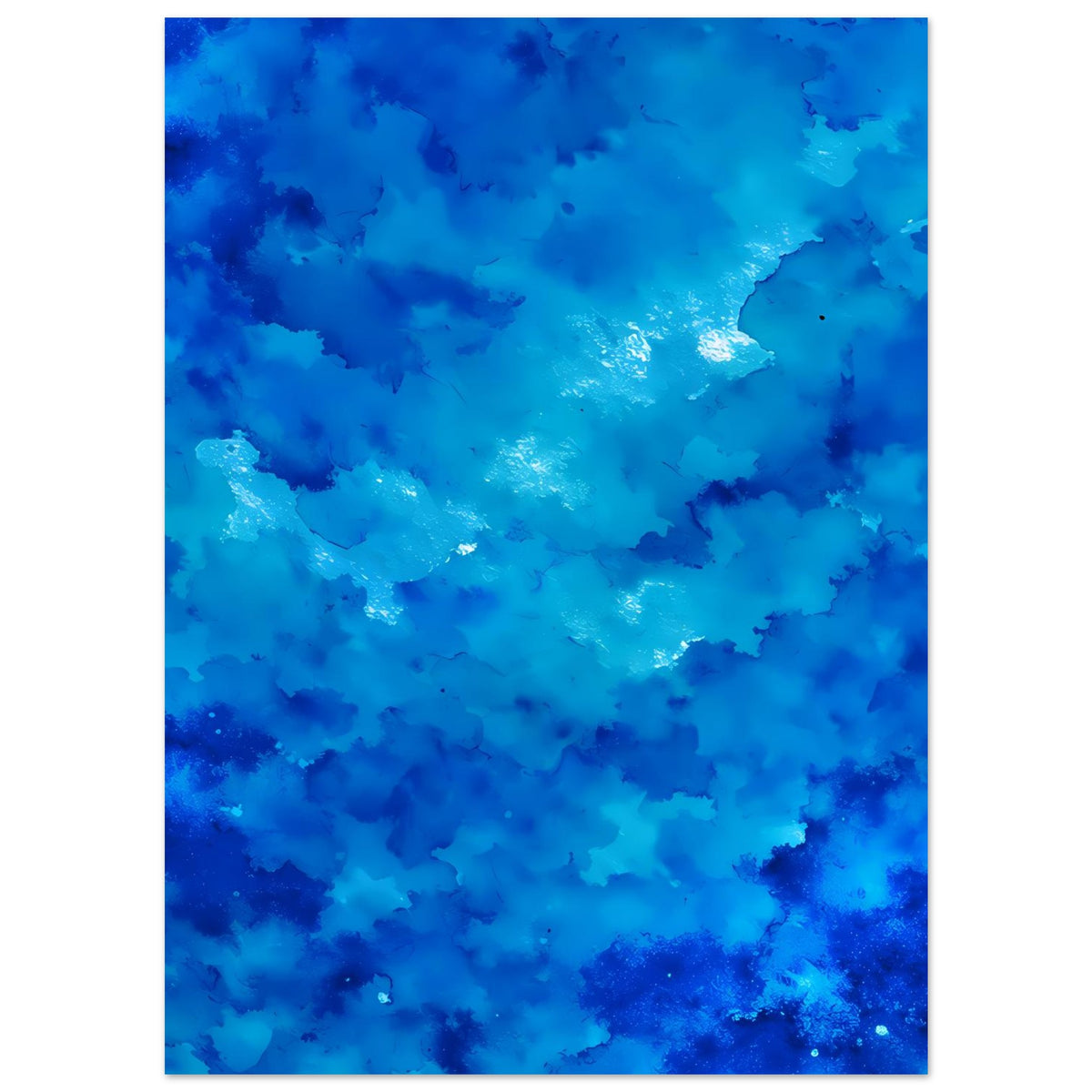 Abstraktes Poster mit blauem Aquarell-Cloud-Muster, volle senkrechte Ansicht.