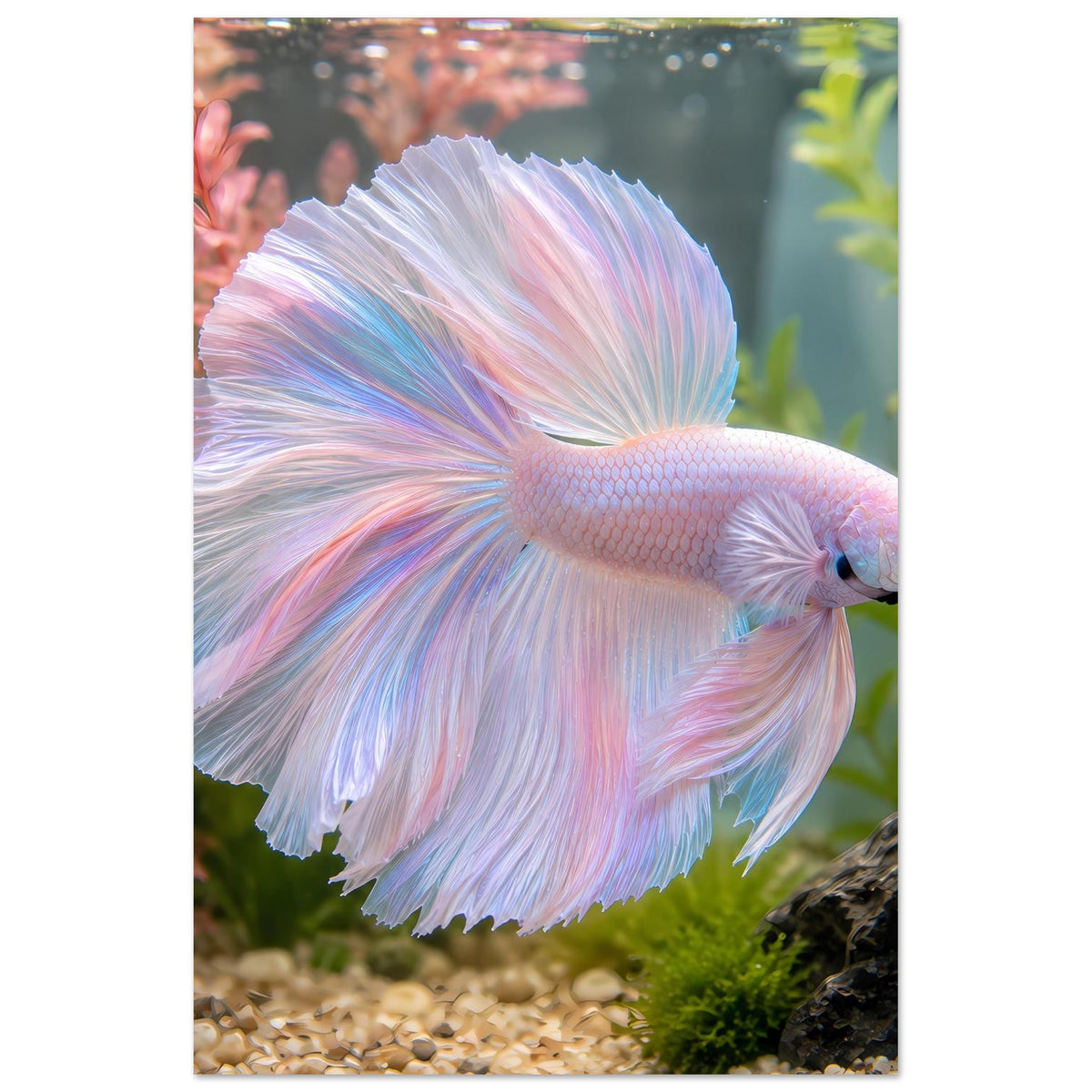 Betta-Fisch Poster: pastellfarbener Fisch, schmaler Rand, Hochformat