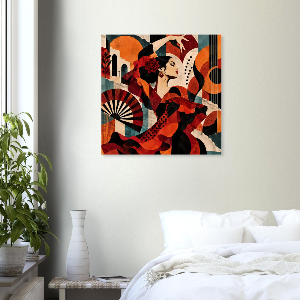 Flamenco-Tanzposter mit Flamenco-Tänzerin, rote und schwarze Collage